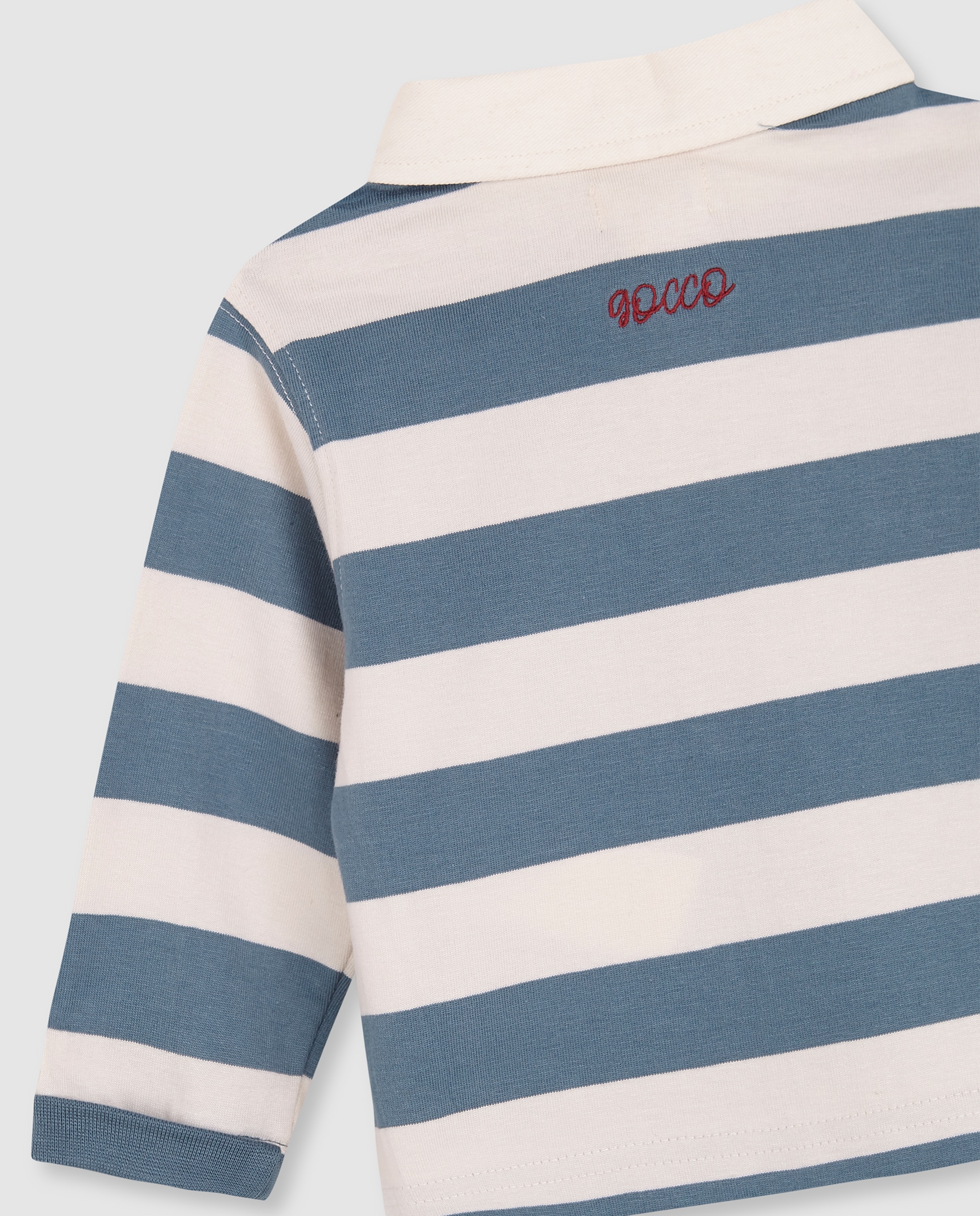 Polo para Bebé com Bordado de Cachorro Salsicha Azul-6