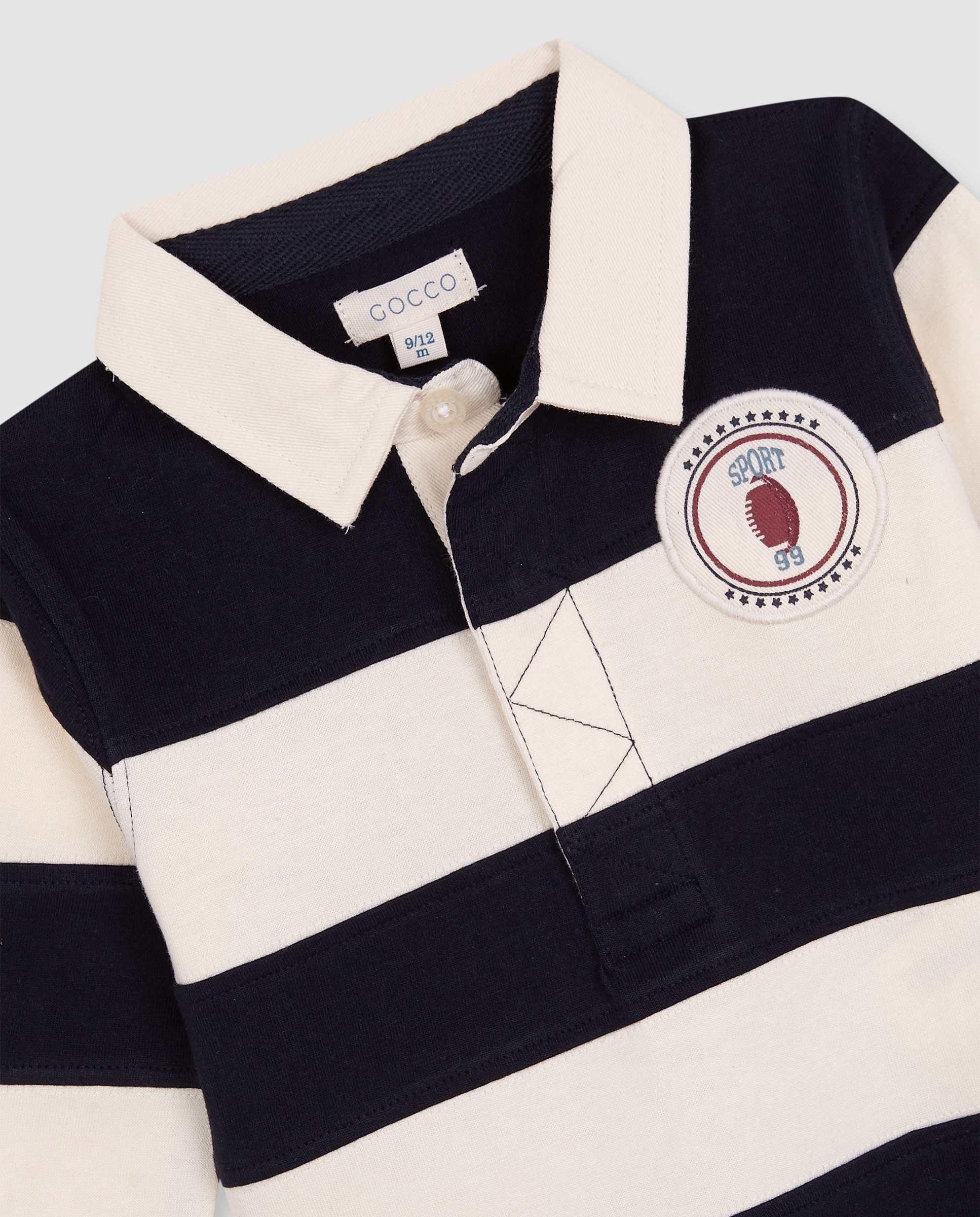 Polo para Bebé Às Riscas com Patch Decorativo Azul-marinho-5