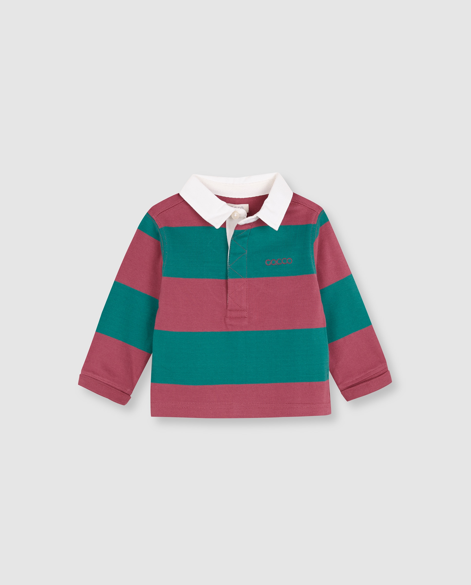 Polo para Bebé com Bordado e Patch Estampado Rosa-3
