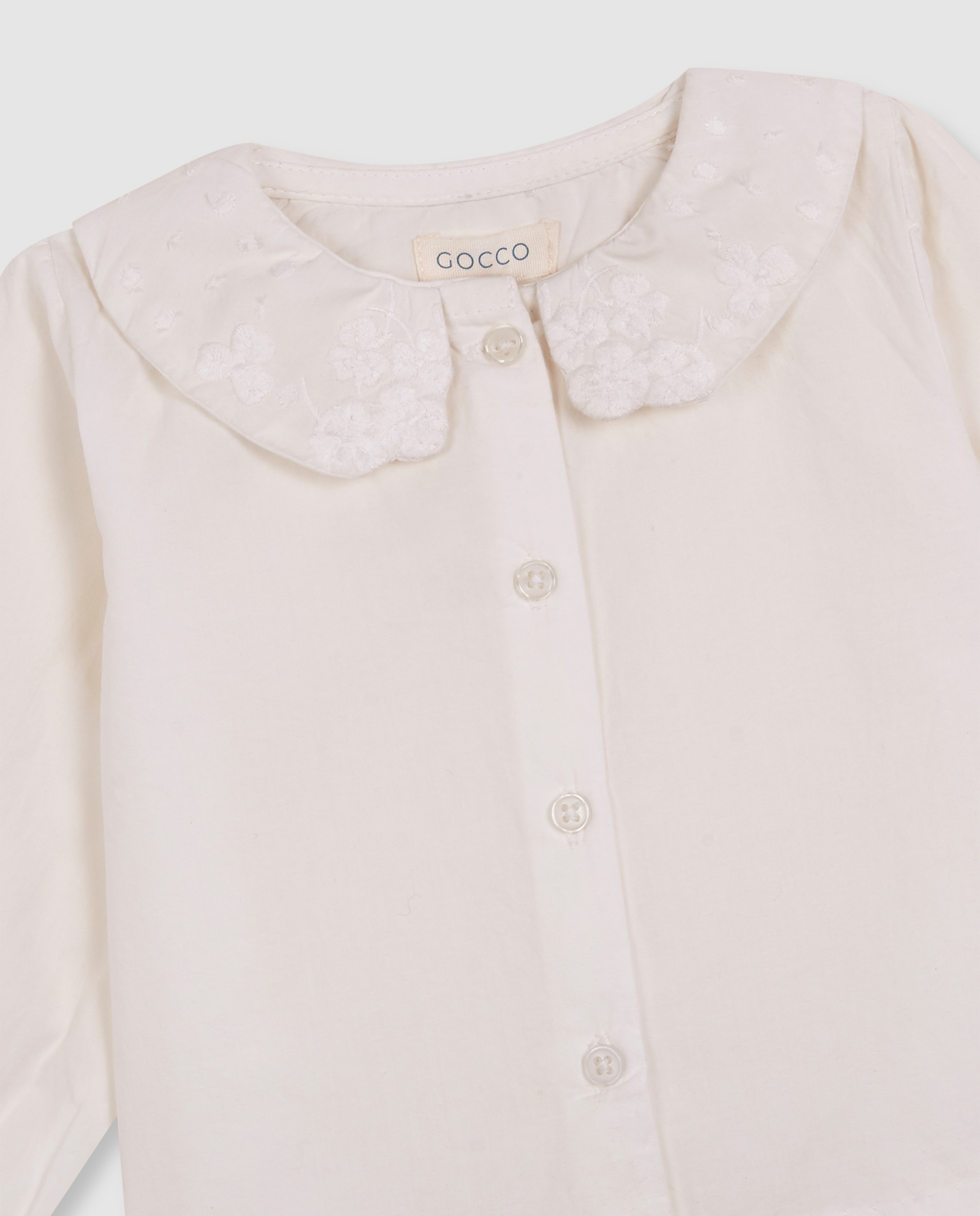 Blusa para Bebé com Gola Bordada Branco-3