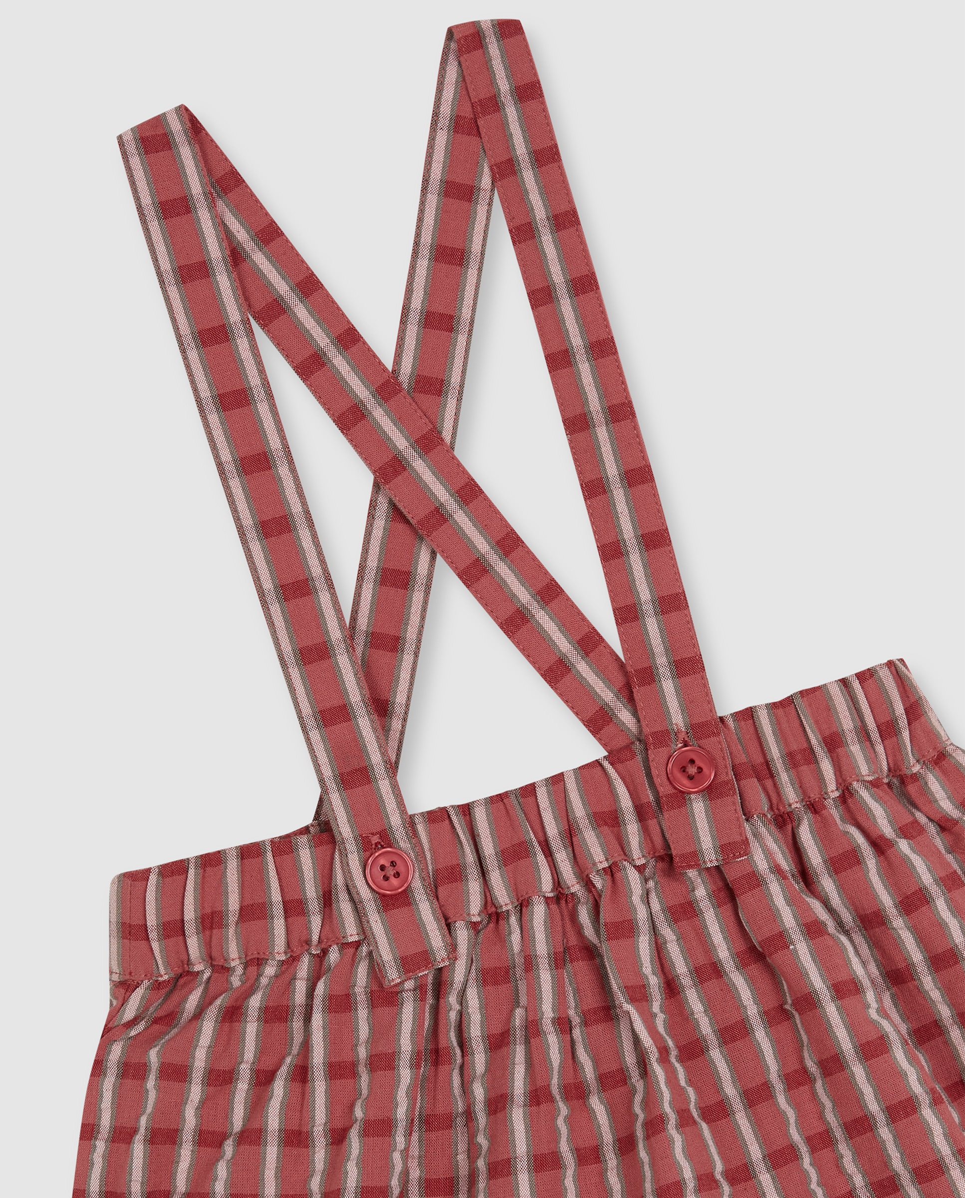 Saia para Bebé Aos Quadrados com Bolsos Bege-5
