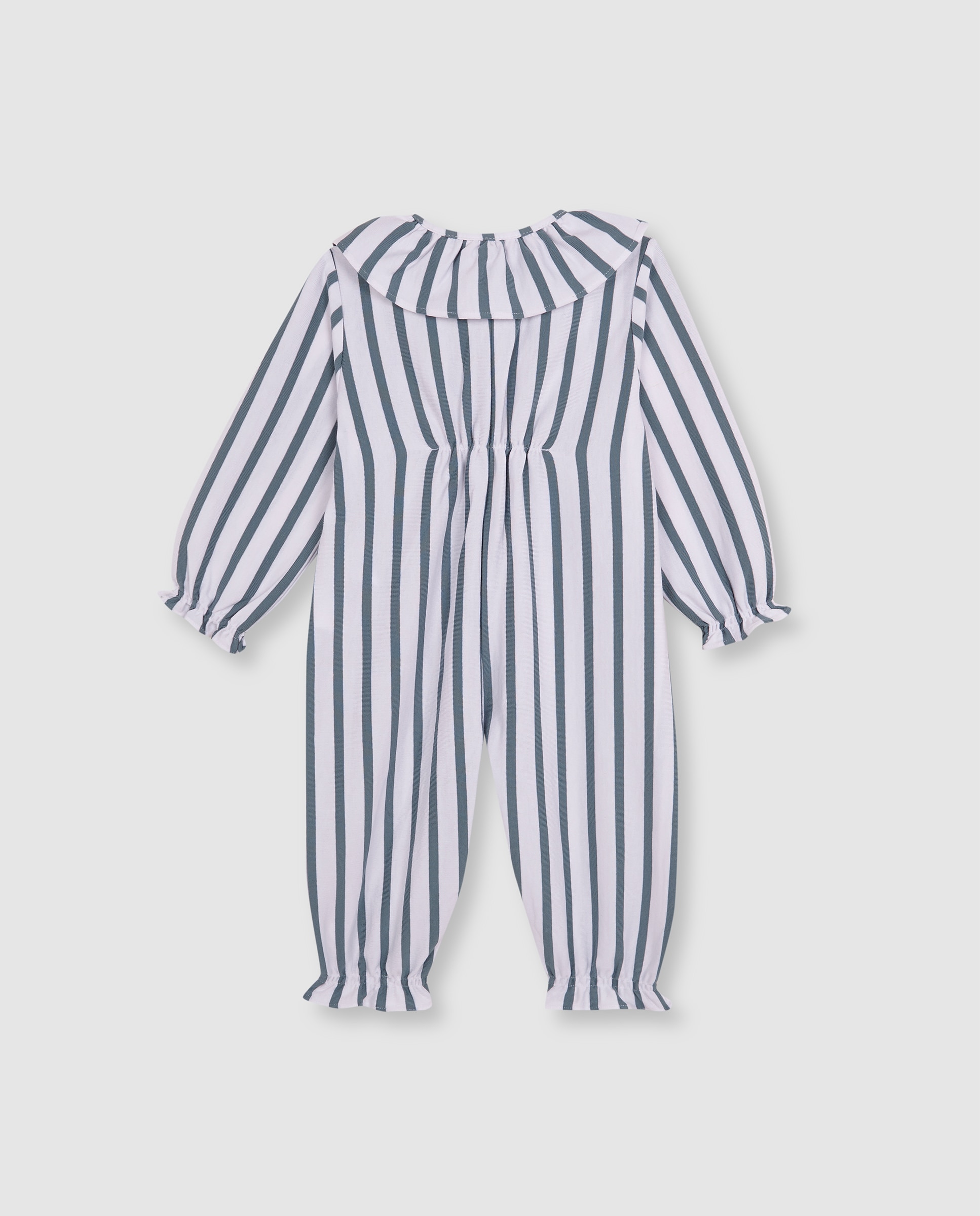 Pijama para Bebé de Malha com Gola Folho Azul-2