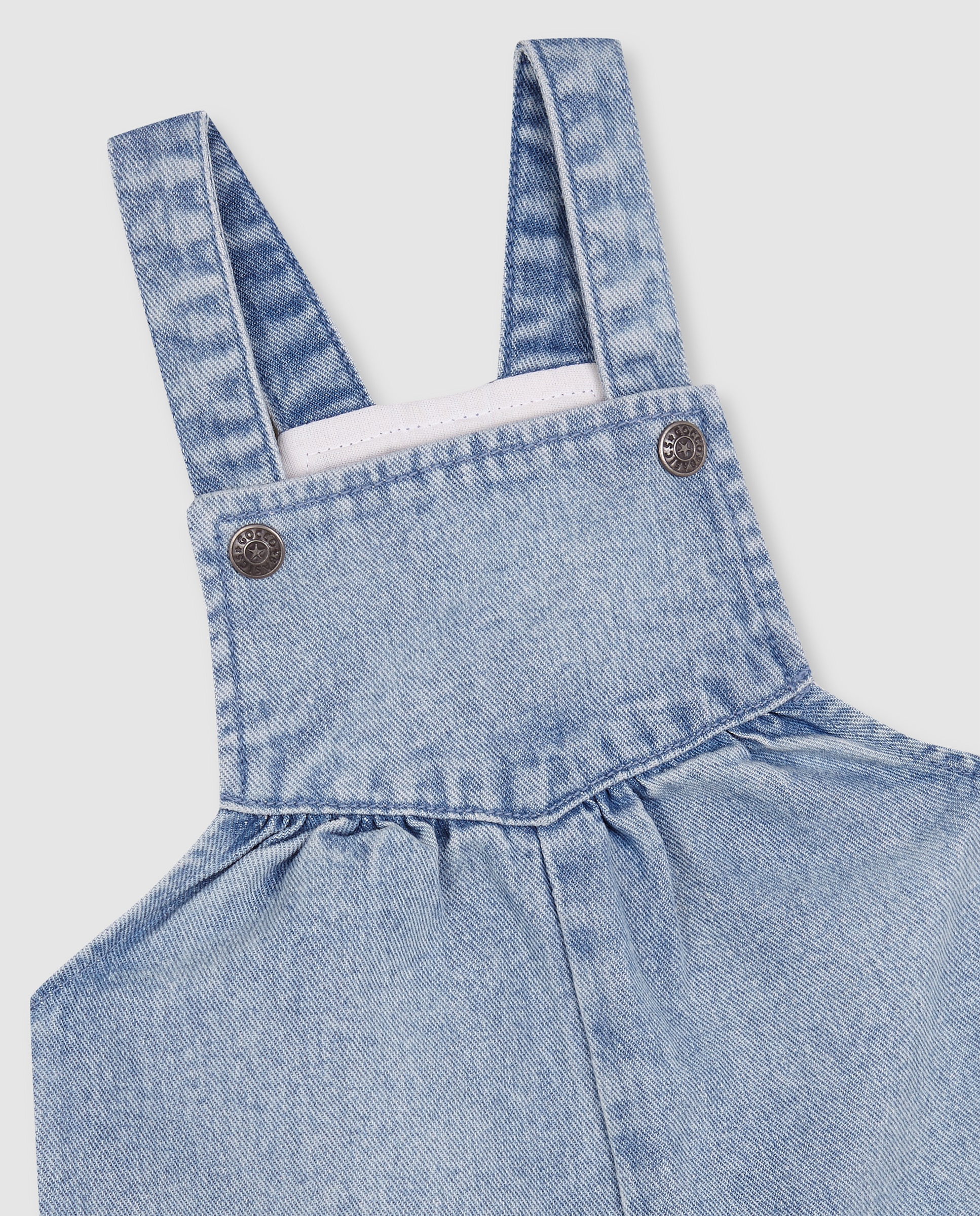 Jardineiras Jeans para Bebé com Franzido e Bolsos Gocco Azul-índigo-3