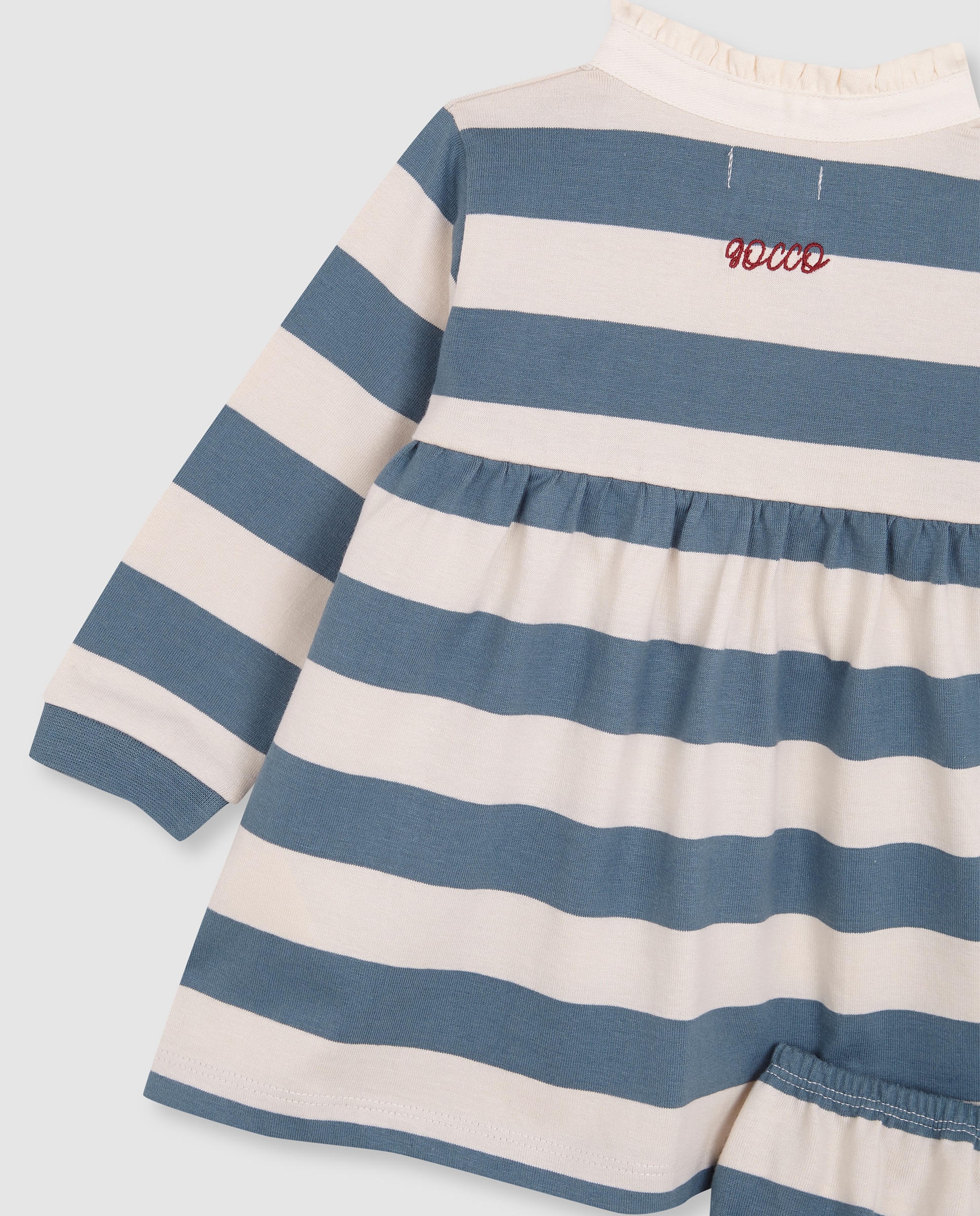 Vestido Polo para Bebé com Bordado Azul-6
