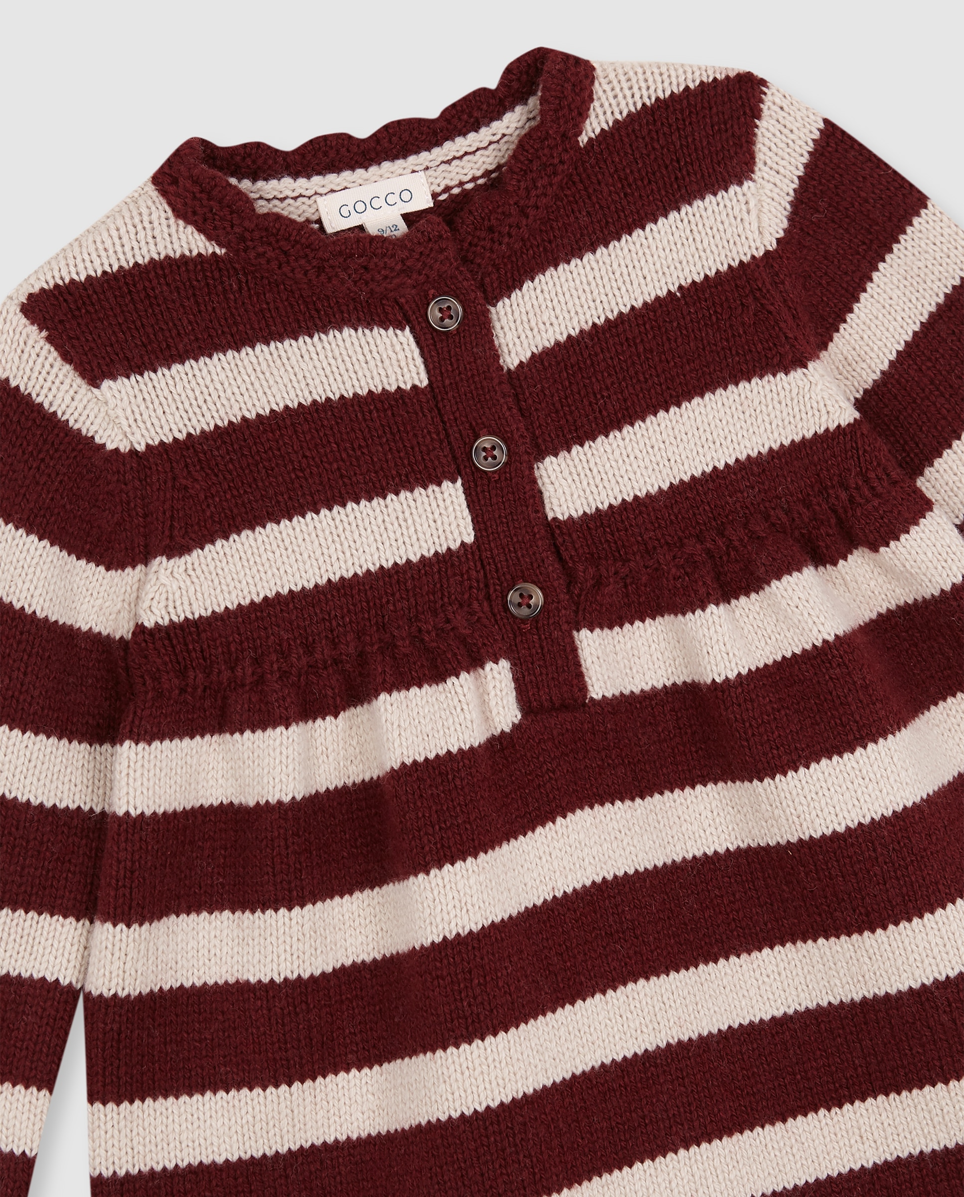 Vestido Polo para Bebé de Malha Às Riscas Vermelho-5