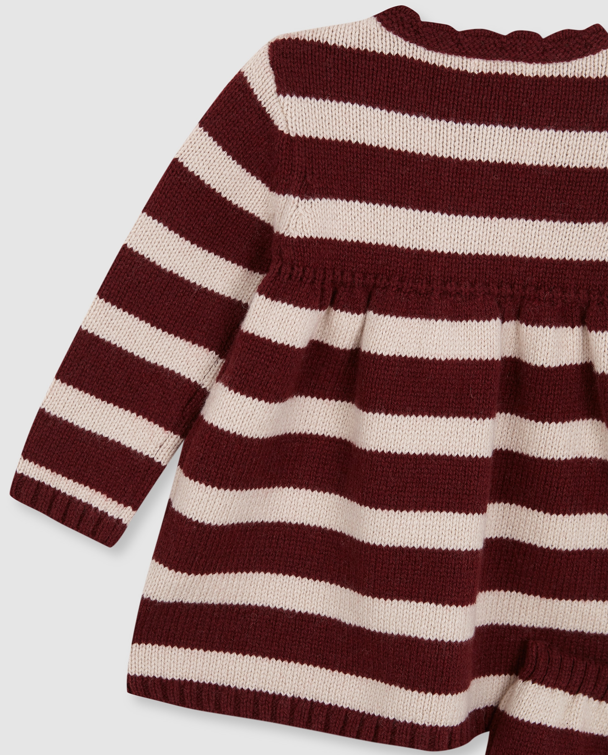 Vestido Polo para Bebé de Malha Às Riscas Vermelho-6