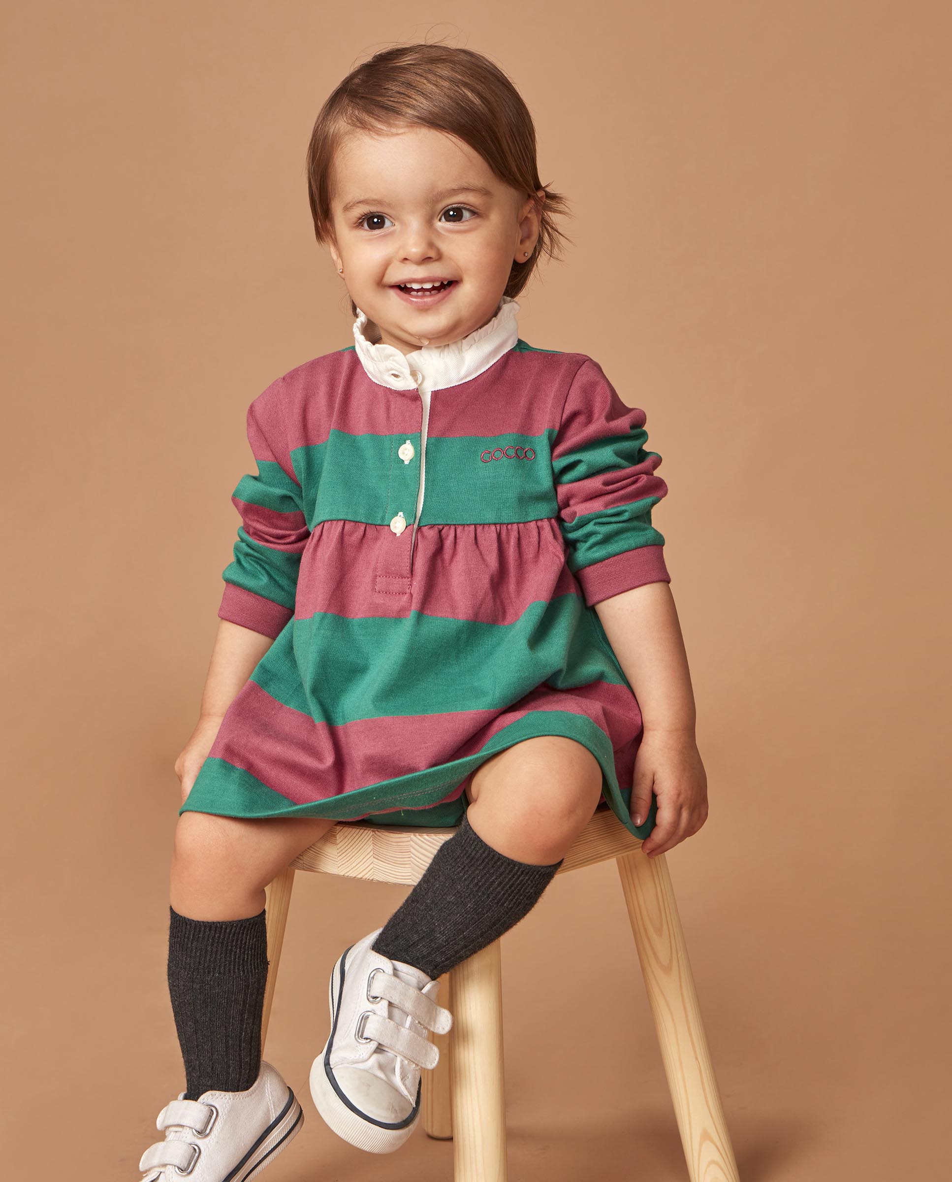 Vestido Polo para Bebé com Patch Rosa-2