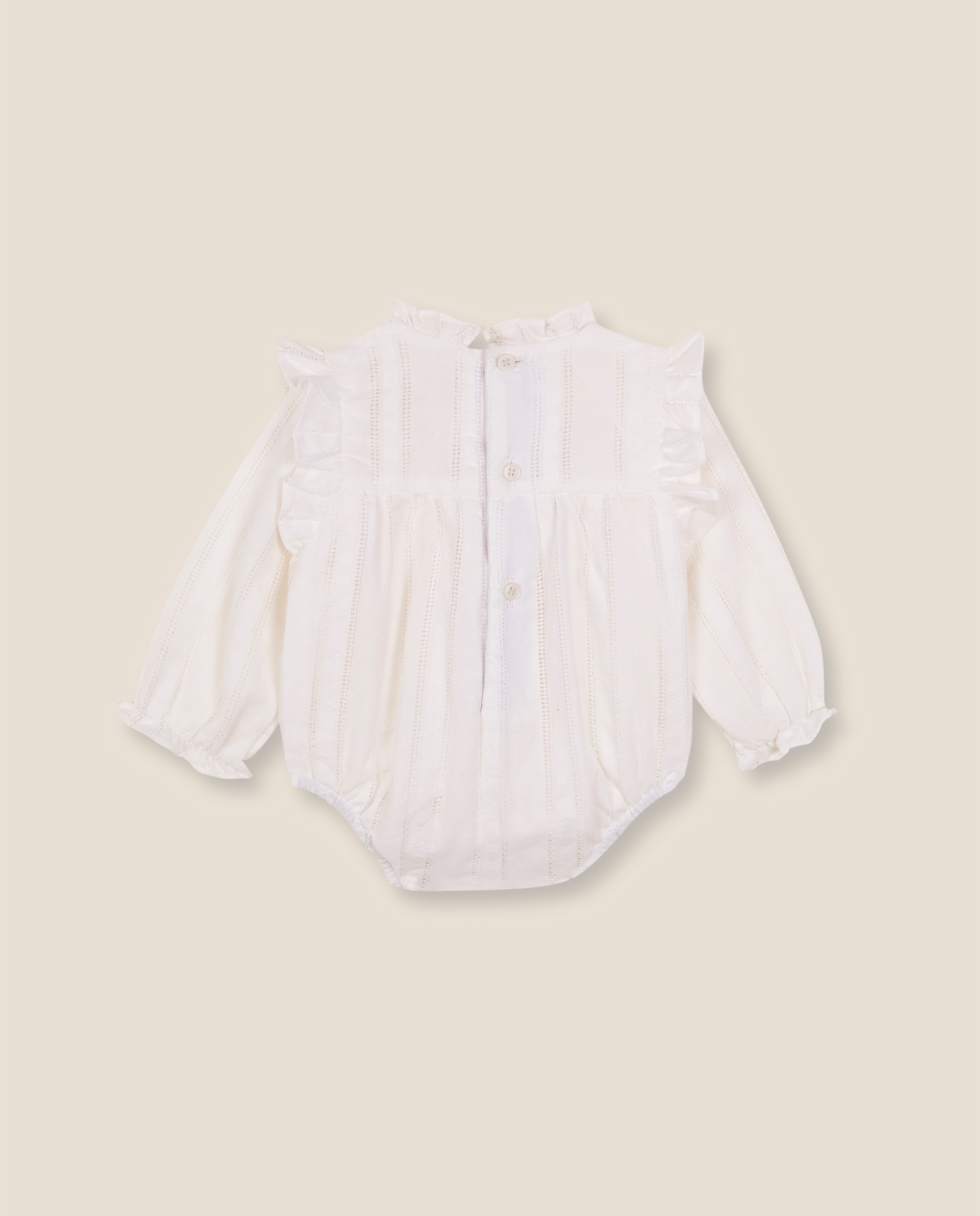 Camisa Body para Bebé com Folhos e Botões Branco-2