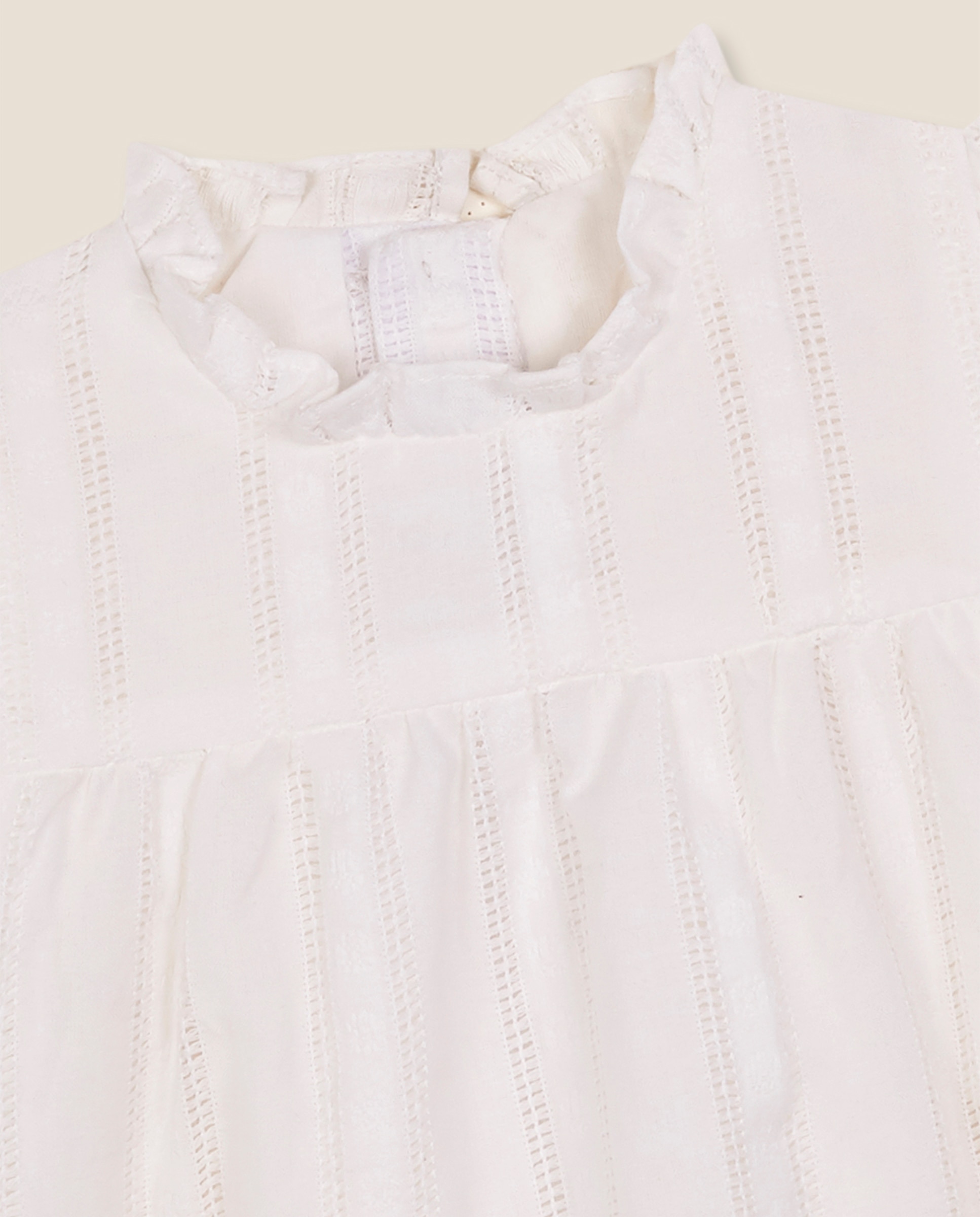 Camisa Body para Bebé com Folhos e Botões Branco-3