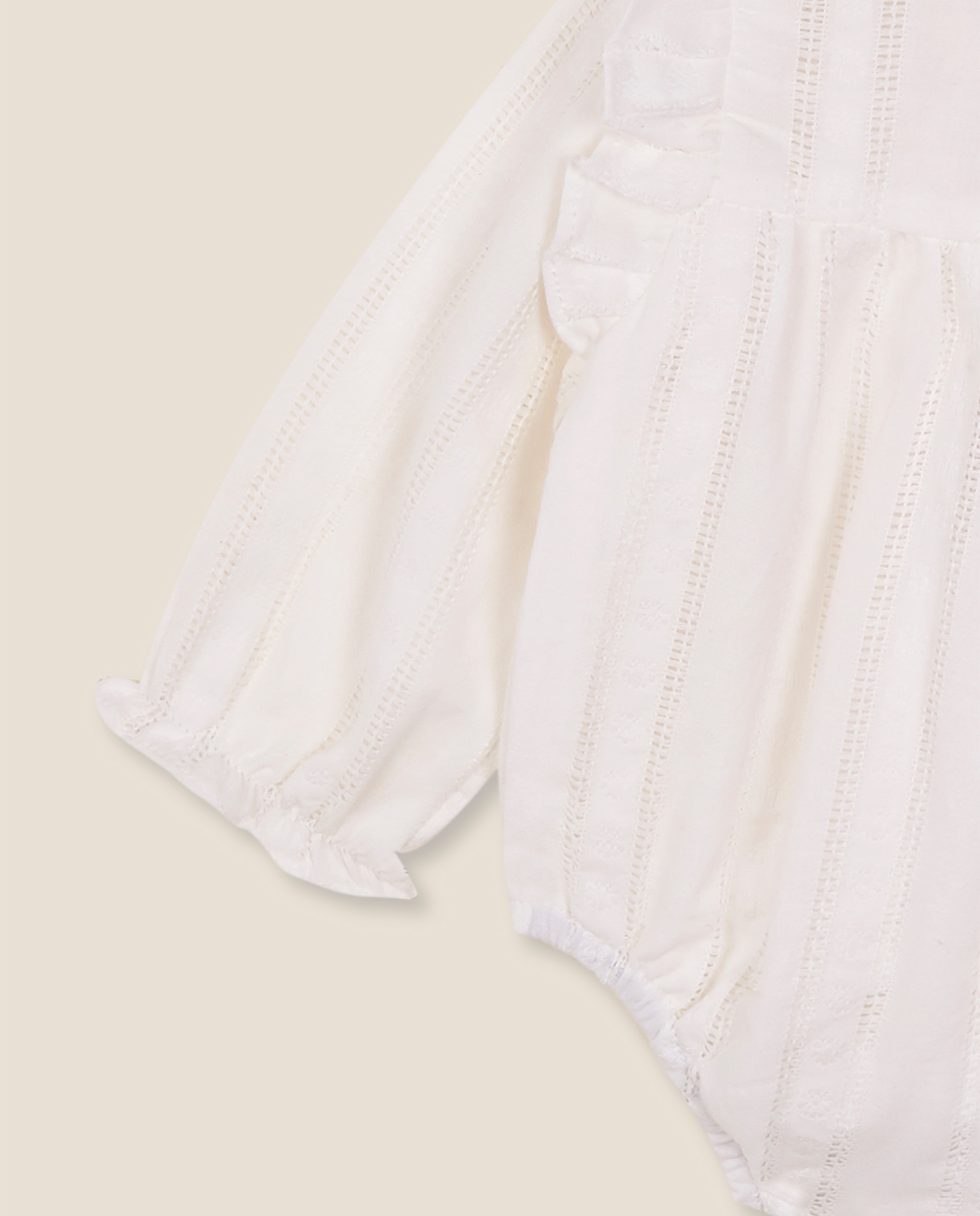 Camisa Body para Bebé com Folhos e Botões Branco-4