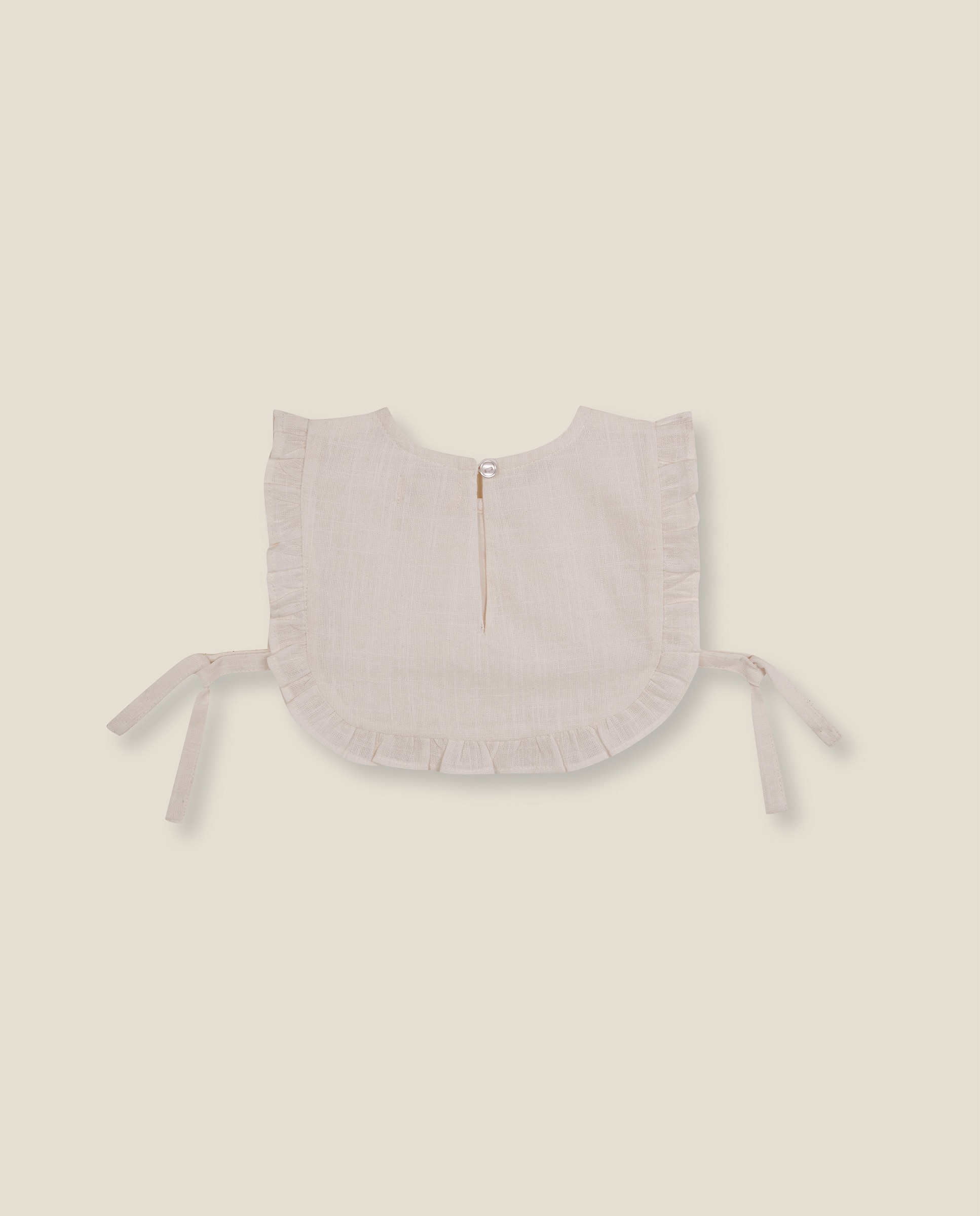 Babete para Bebé com Renda e Folhos Branco-2