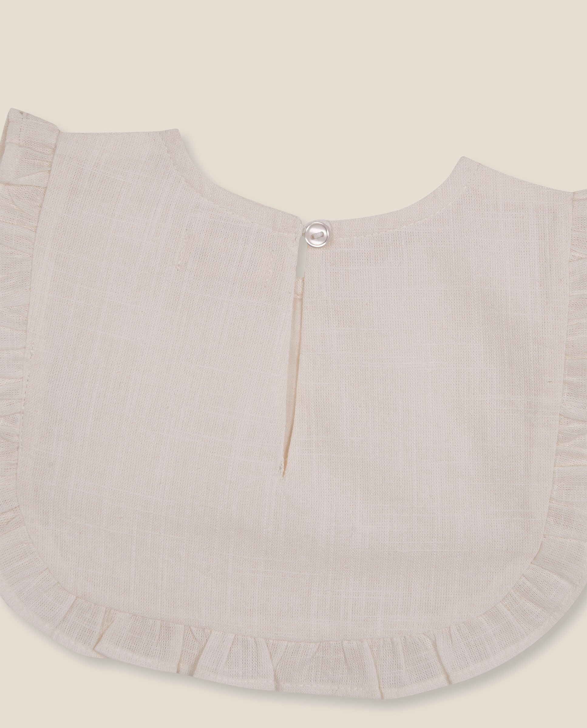 Babete para Bebé com Renda e Folhos Branco-4