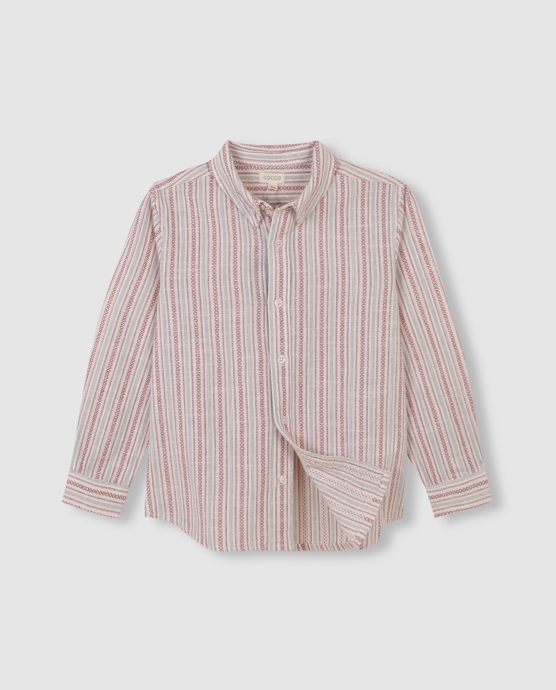 Camisa Infantil Às Riscas com Gola e Tapeta Branco-3