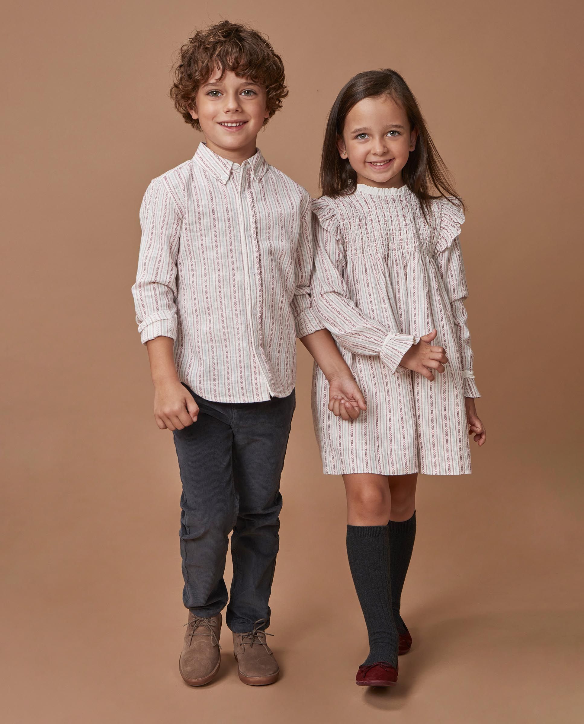 Camisa Infantil Às Riscas com Gola e Tapeta Branco-7