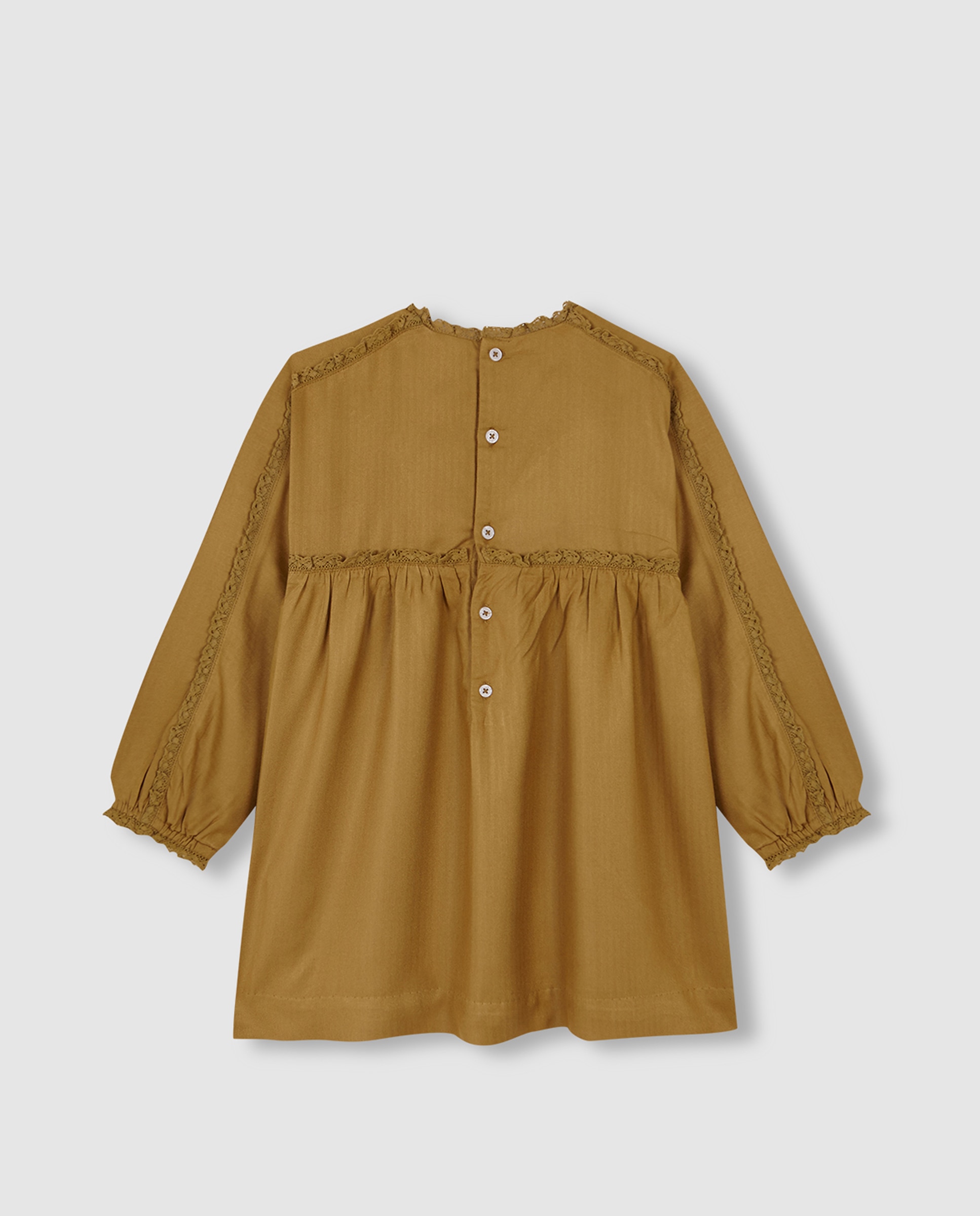 Vestido Infantil com Tiras Bordadas Amarelo-2