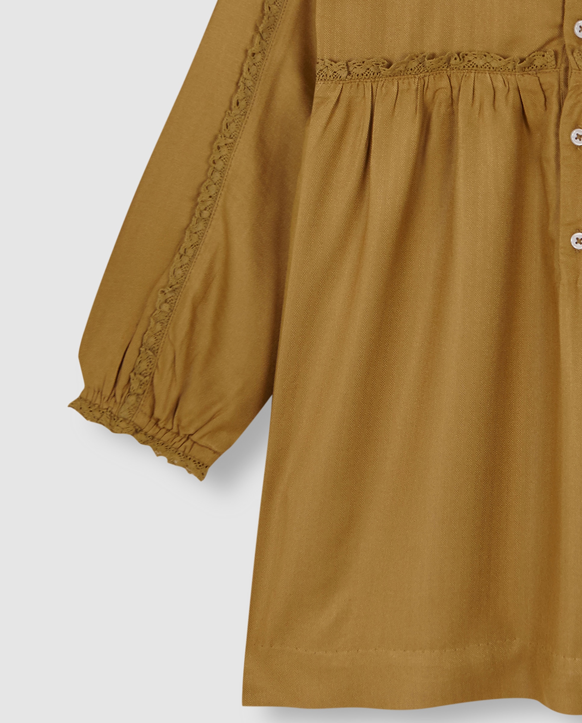Vestido Infantil com Tiras Bordadas Amarelo-3
