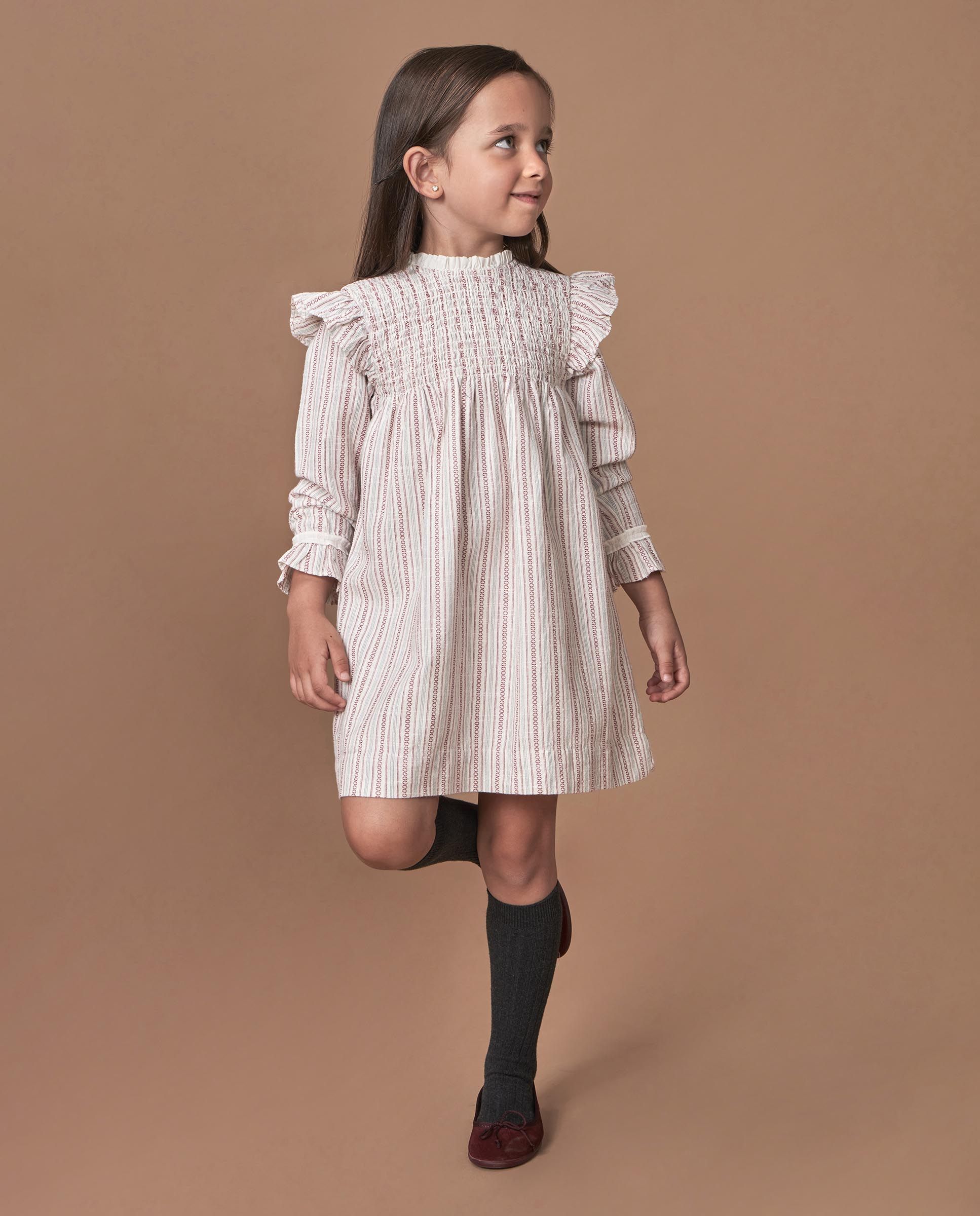 Imagem 0 de Vestido Infantil Às Riscas com Folhos