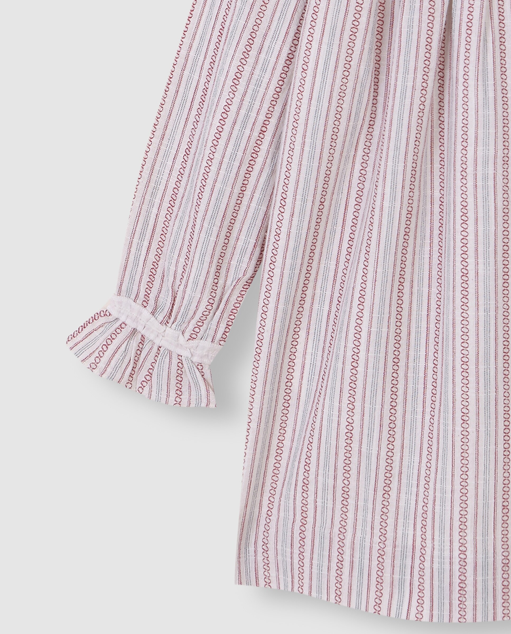 Vestido Infantil Às Riscas com Folhos Branco-6