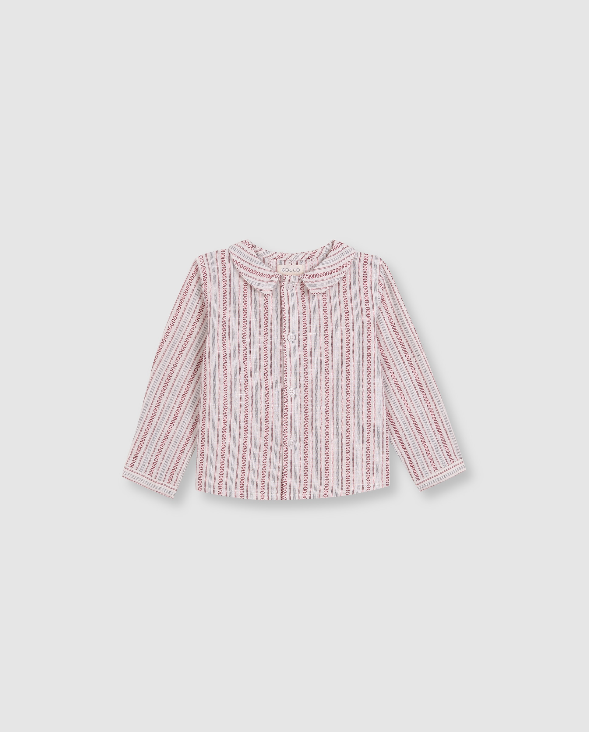 Camisa para Bebé Às Riscas com Gola e Tapeta Branco-3