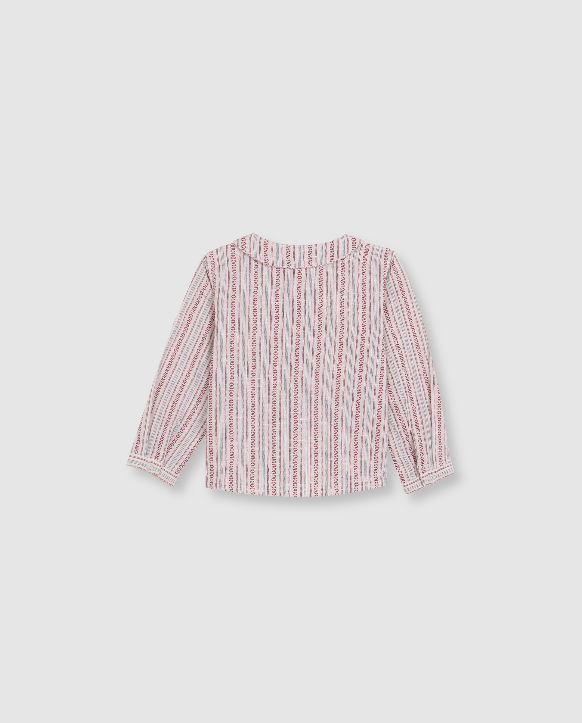 Camisa para Bebé Às Riscas com Gola e Tapeta Branco-4