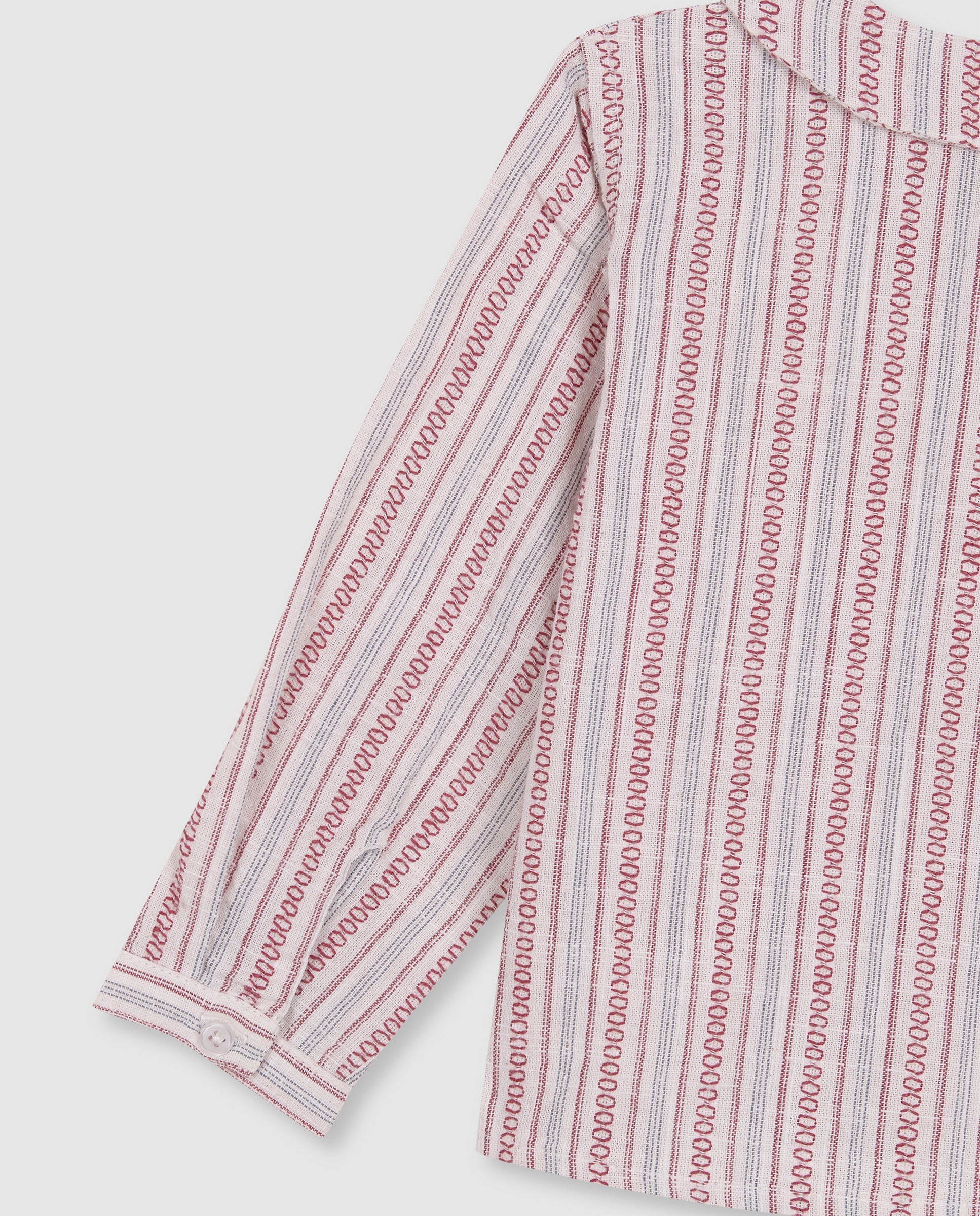 Camisa para Bebé Às Riscas com Gola e Tapeta Branco-6