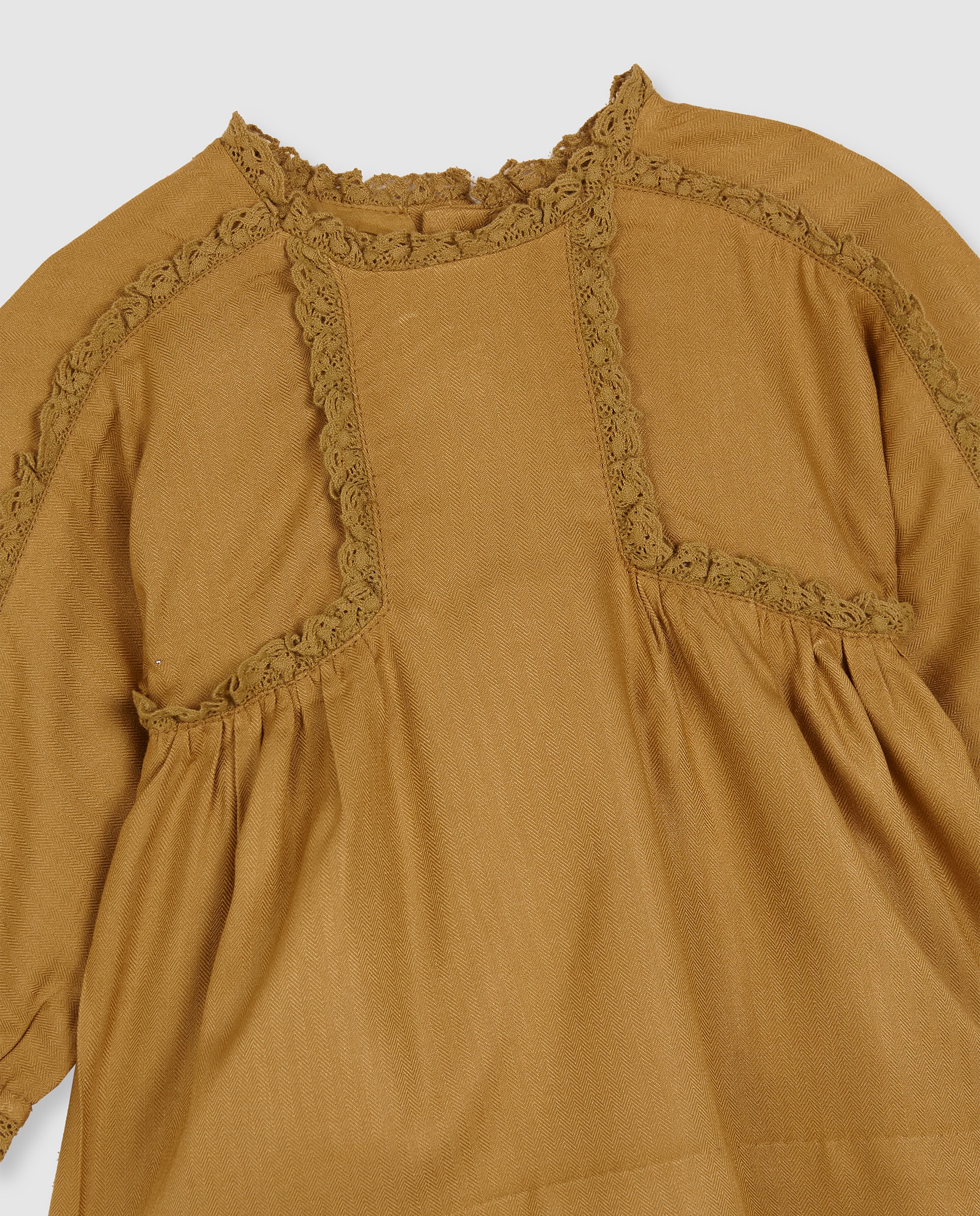 Vestido para Bebé com Tiras Bordadas Amarelo-3
