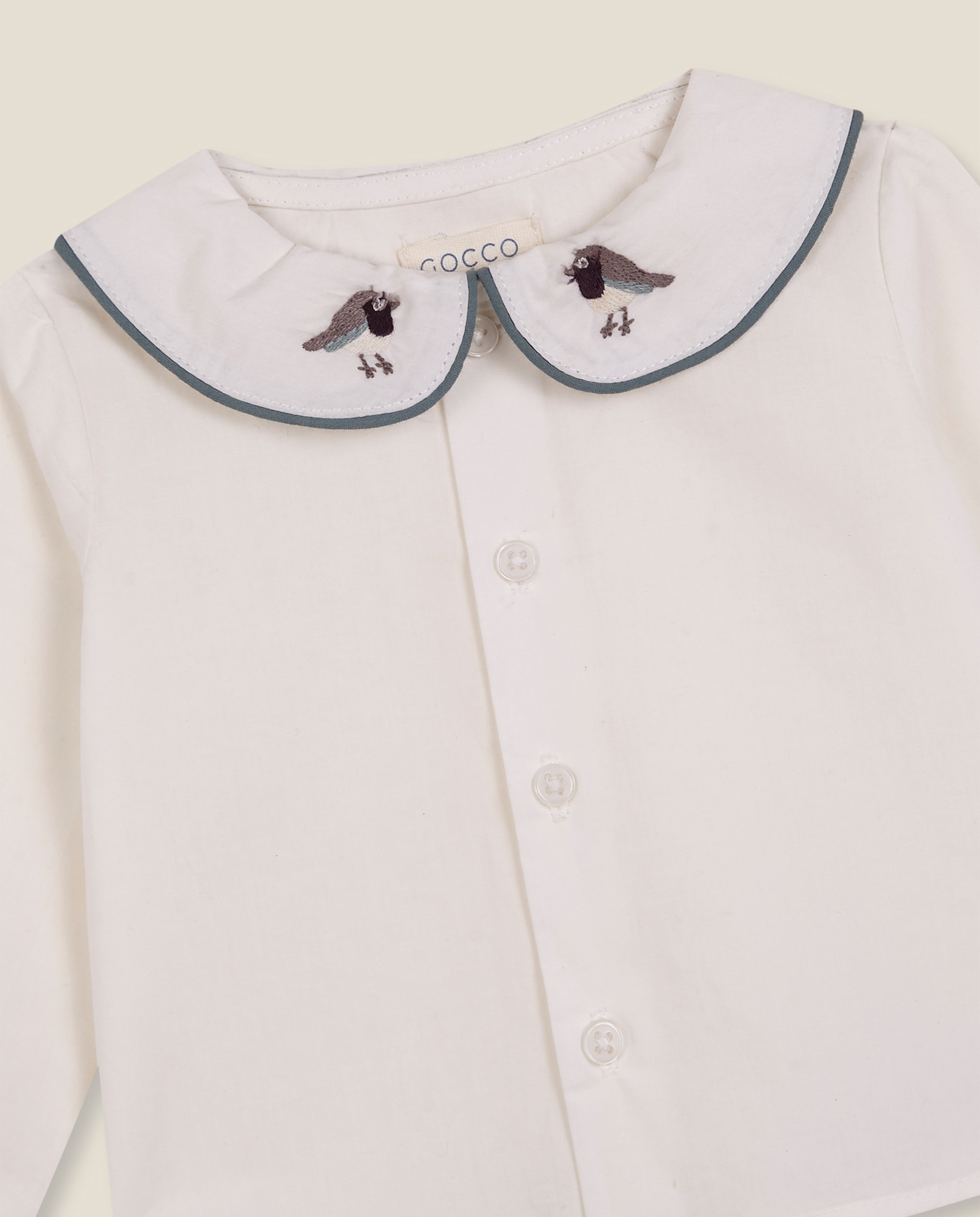 Camisa para Bebé com Gola Peter Pan Branco-3