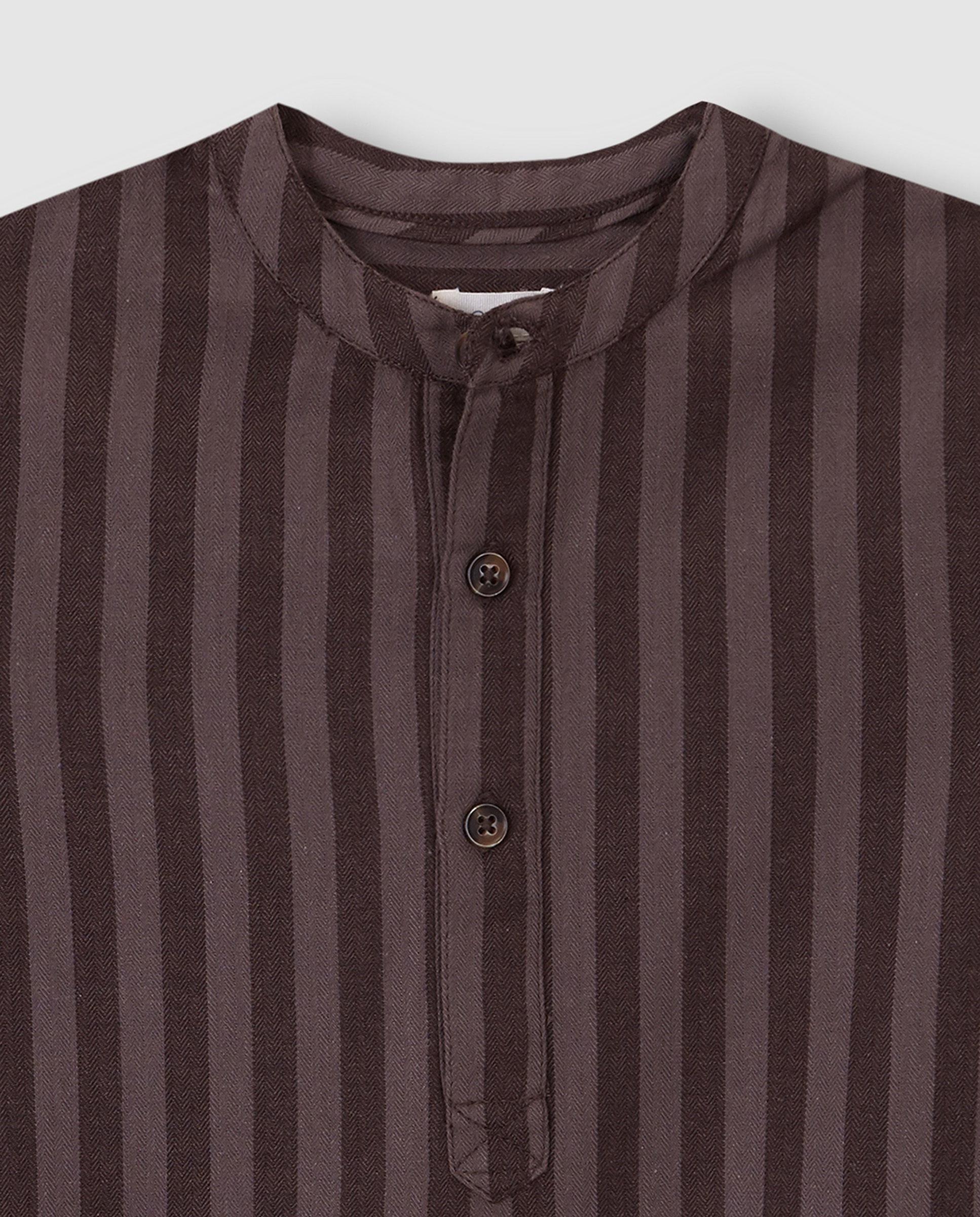 Camisa Infantil Às Riscas com Gola À Padre Castanho-escuro-3