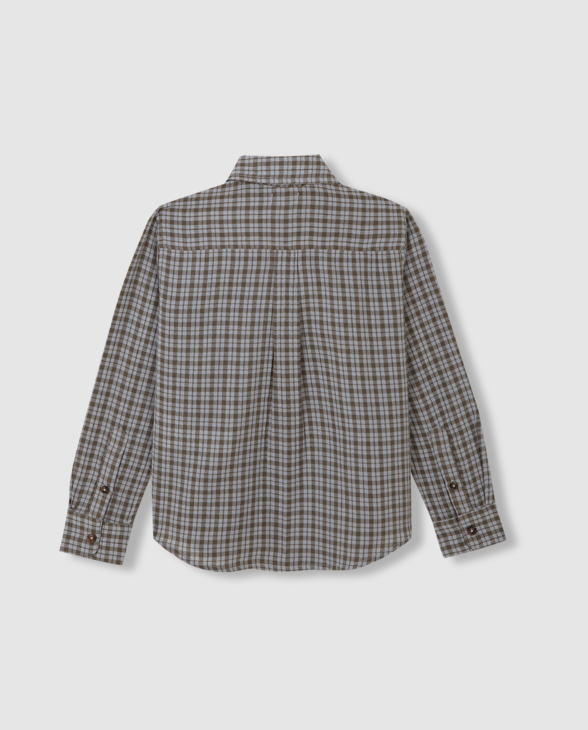 Camisa Infantil Aos Quadrados com Gola Tipo Camisa Cinzento-claro-2