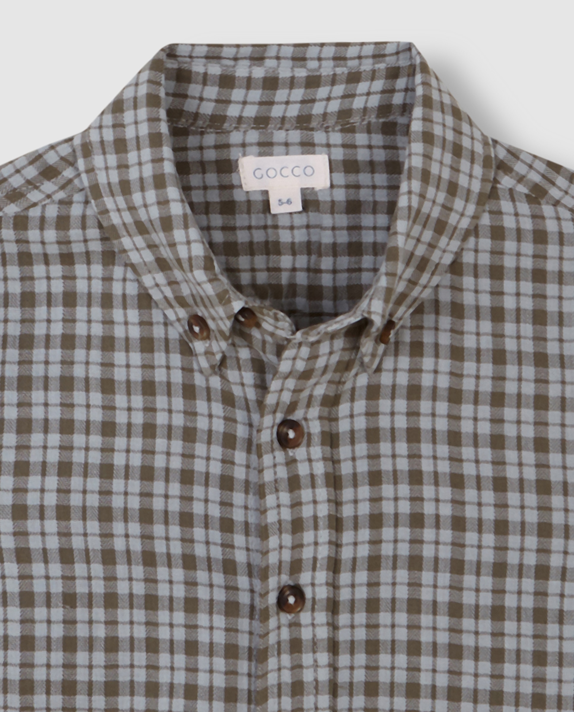 Camisa Infantil Aos Quadrados com Gola Tipo Camisa Cinzento-claro-3