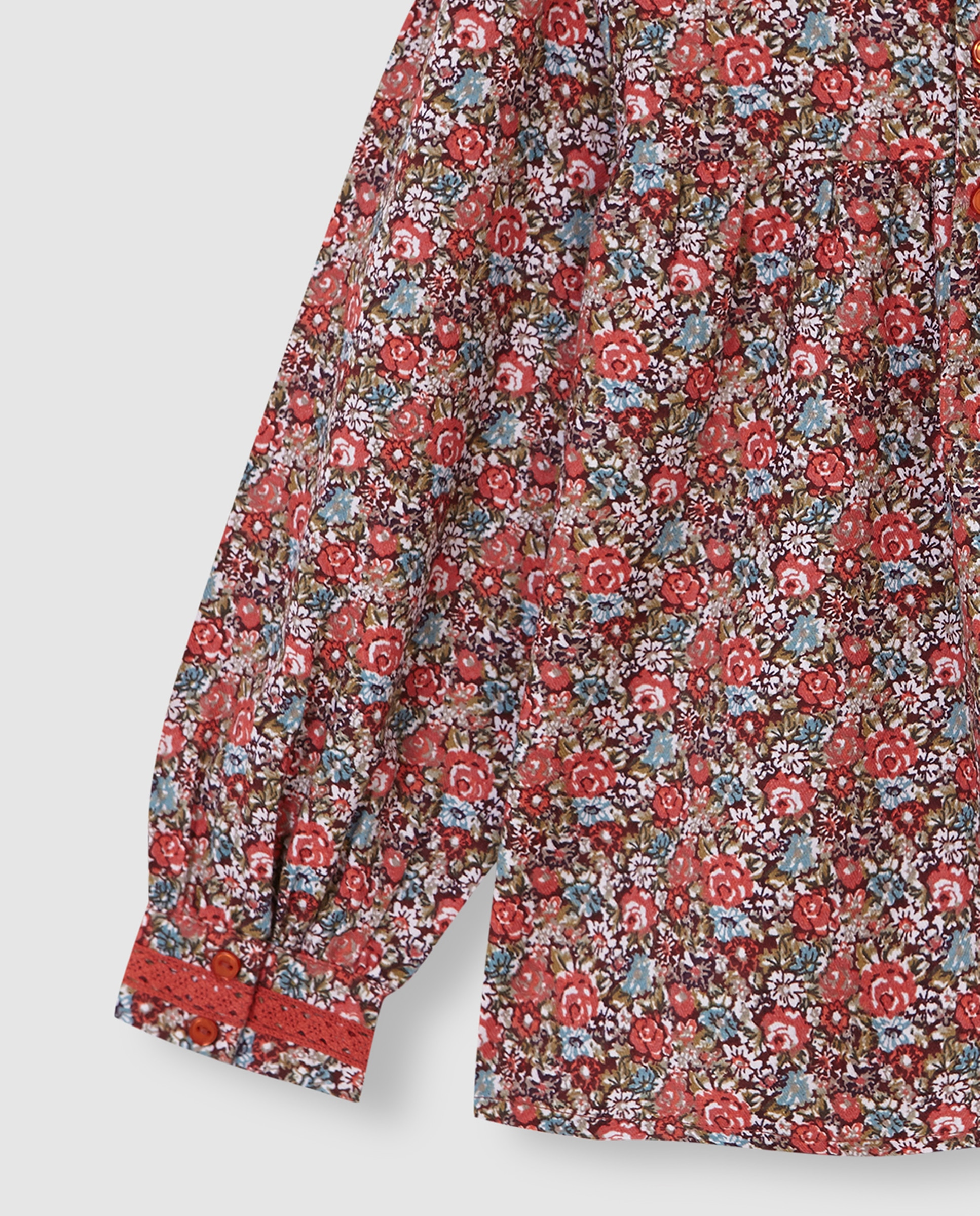 Blusa Infantil com Estampado Floral e Tira Bordada Laranja-4