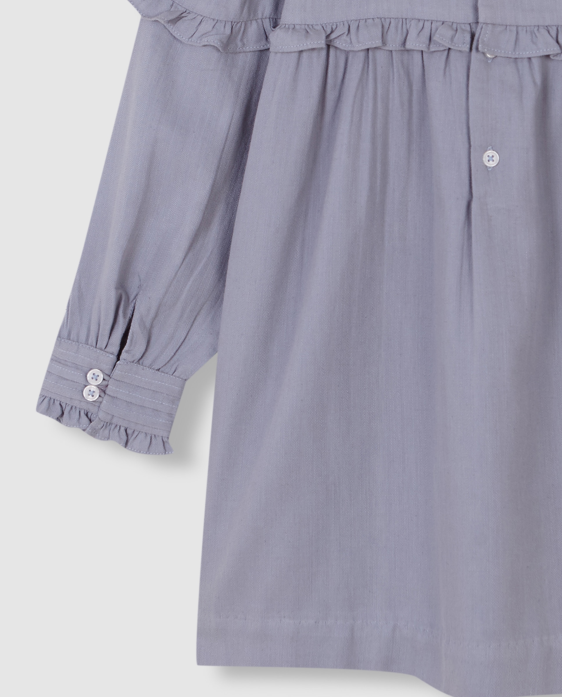 Vestido Infantil com Bordados e Folhos Azul-4