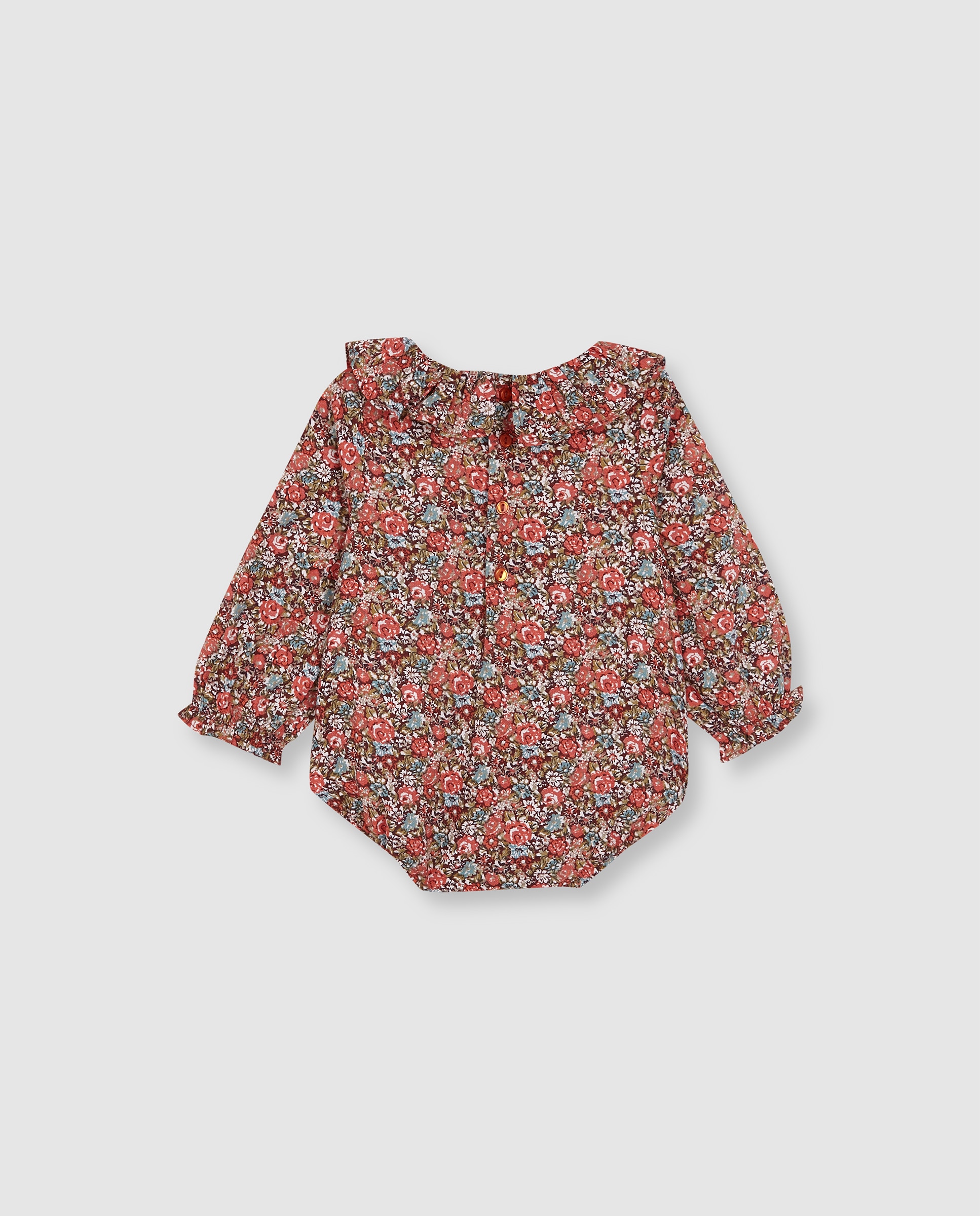 Body Blusa para Bebé com Estampado Floral Laranja-2