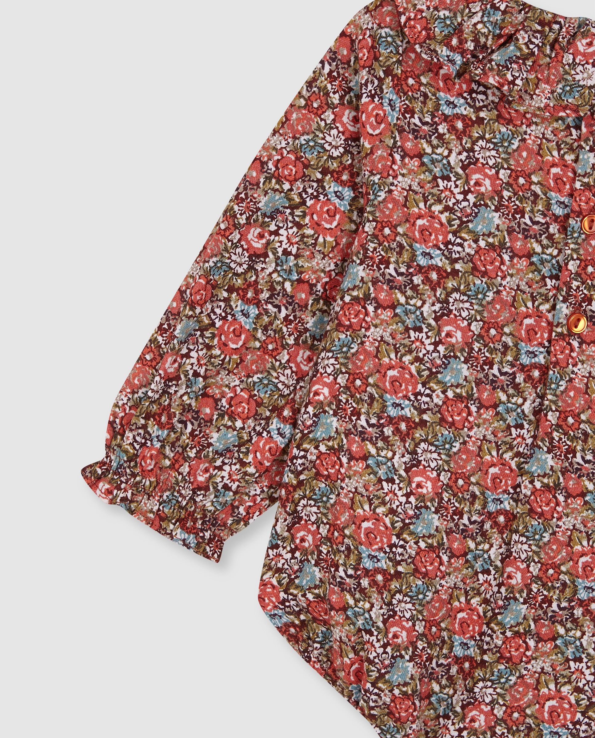 Body Blusa para Bebé com Estampado Floral Laranja-4