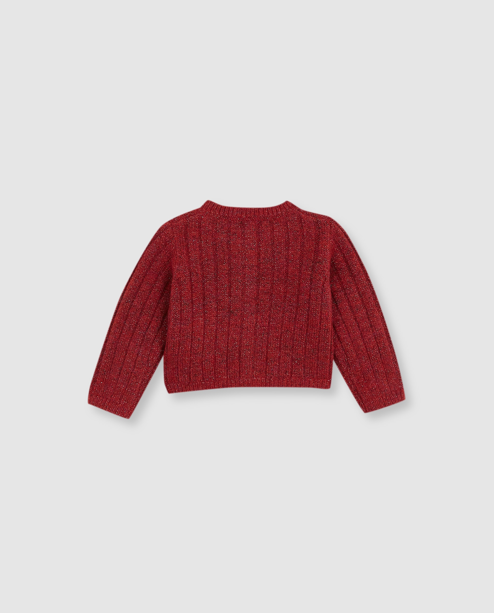 Casaco para Bebé de Canelado com Lurex Rosa-2
