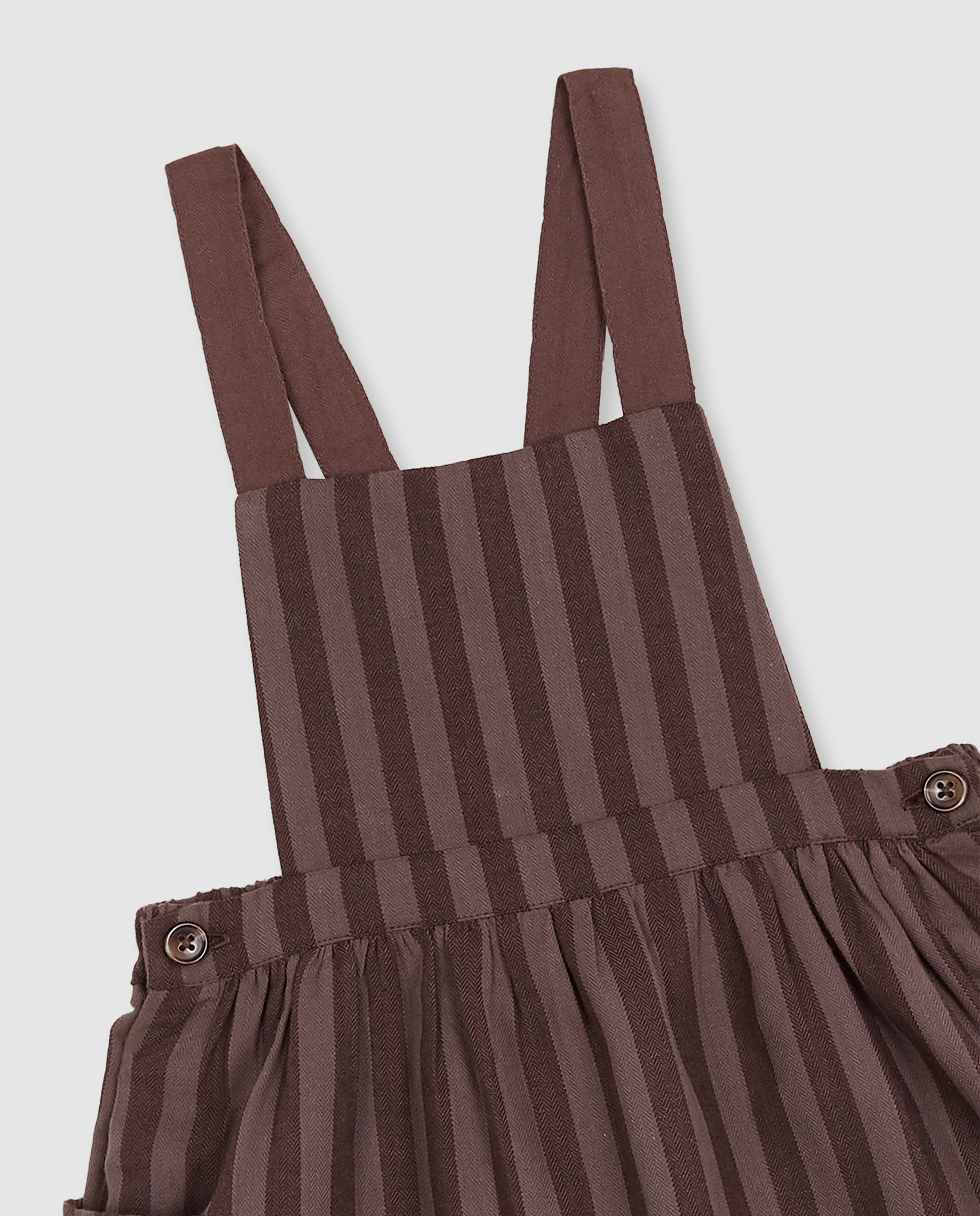 Vestido Curto para Bebé Às Riscas com Bolsos Castanho-escuro-3