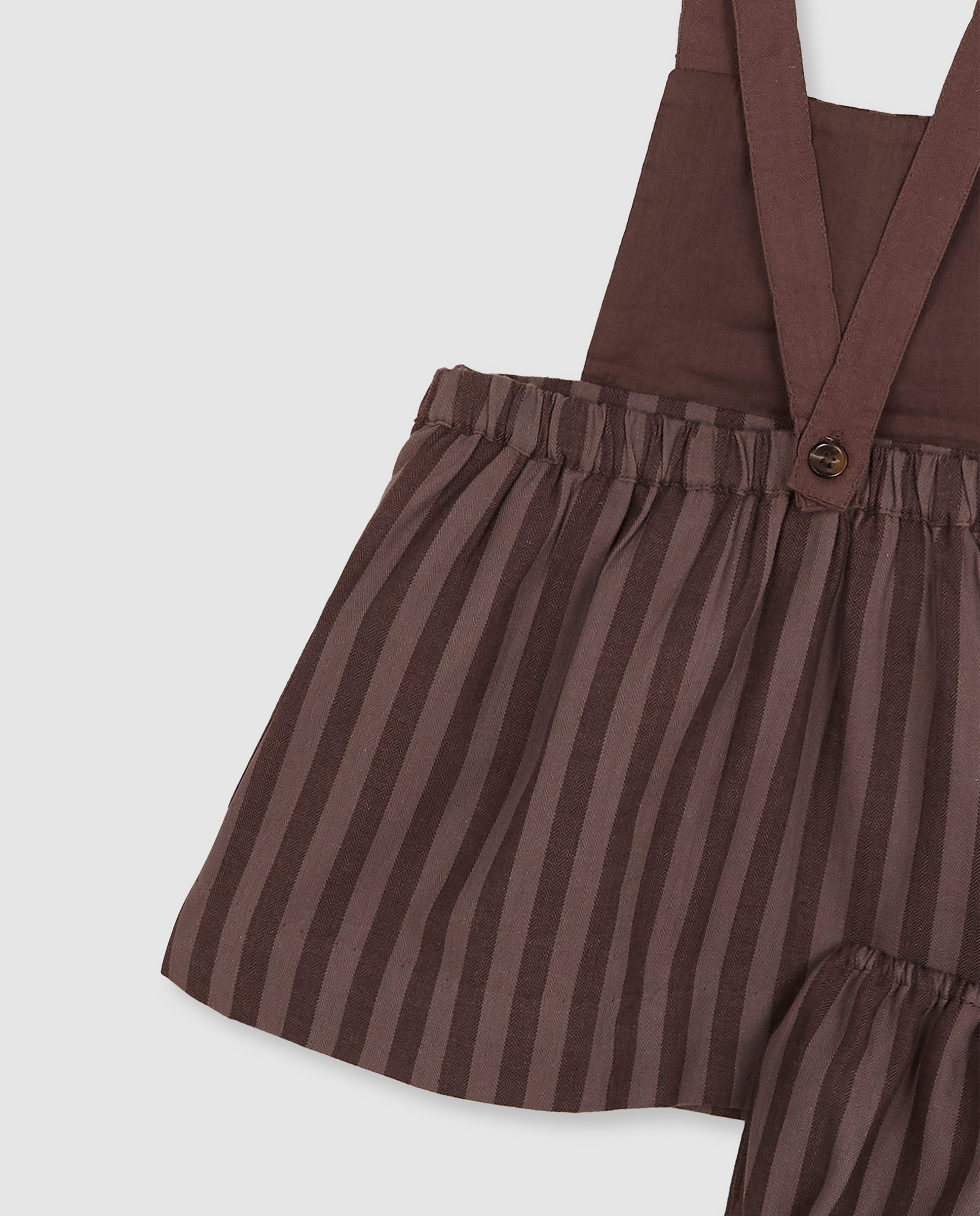 Vestido Curto para Bebé Às Riscas com Bolsos Castanho-escuro-4