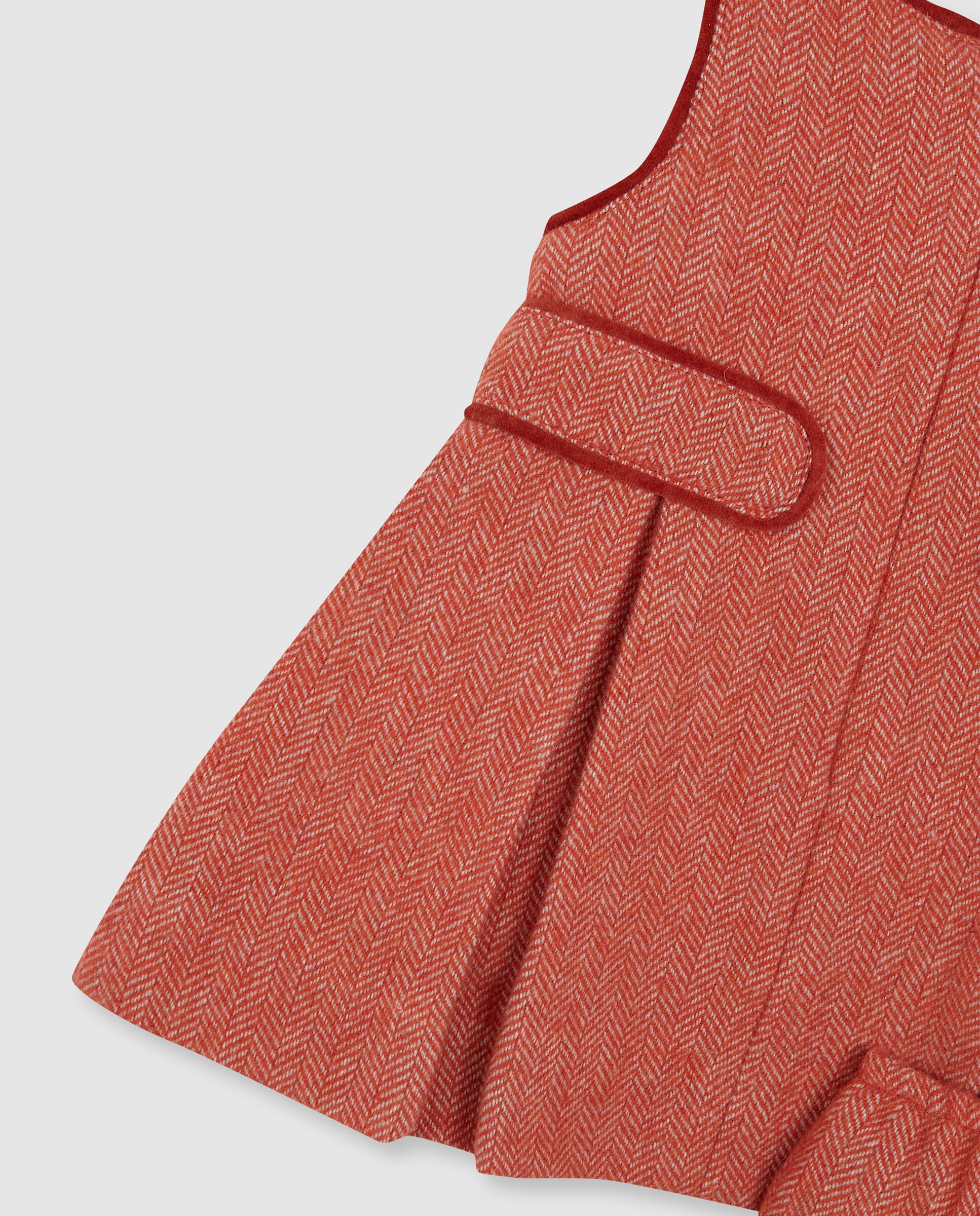 Vestido Curto para Bebé de Espiga com Veludo Laranja-4