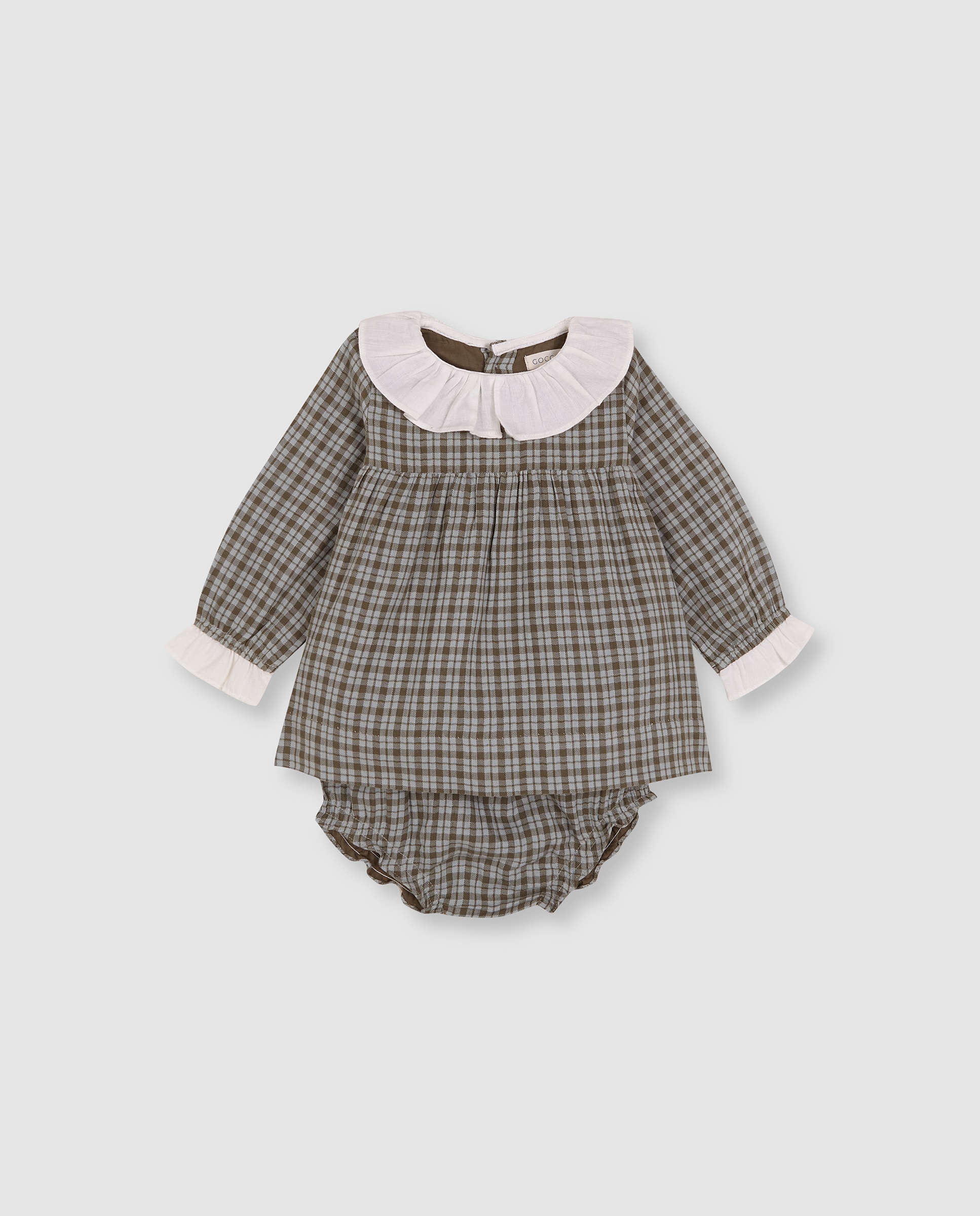 Imagem 0 de Vestido para Bebé Aos Quadrados com Folhos
