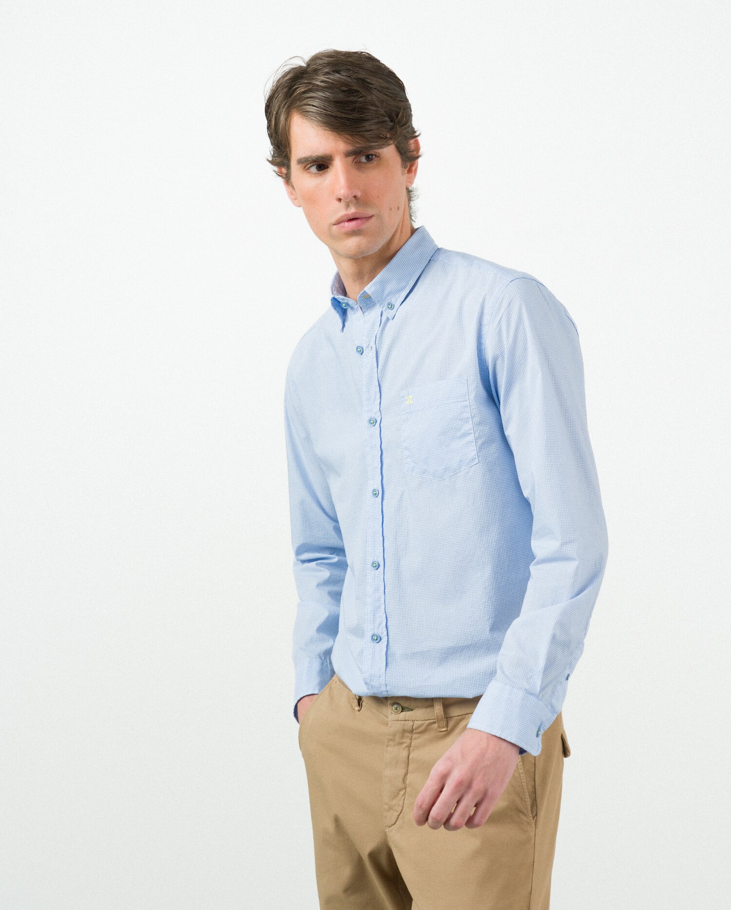 Camisa em Algodão Regular Fit Oxford Azul Azul-2