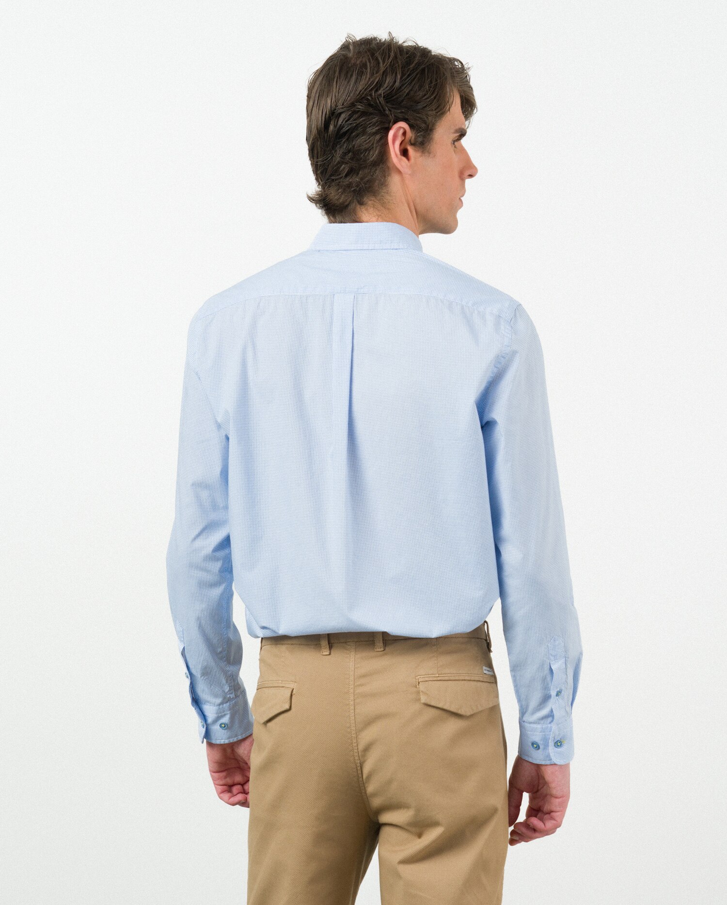 Camisa em Algodão Regular Fit Oxford Azul Azul-5