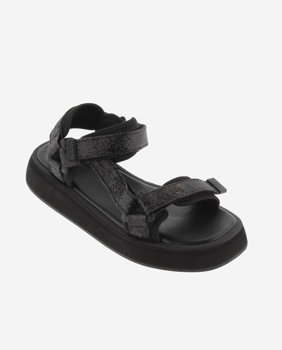 Chinelos em Preto Brilhante com Velcro Preto brilhante-2