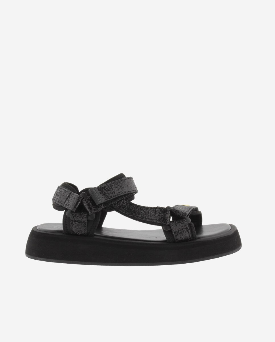 Imagem 0 de Chinelos em Preto Brilhante com Velcro