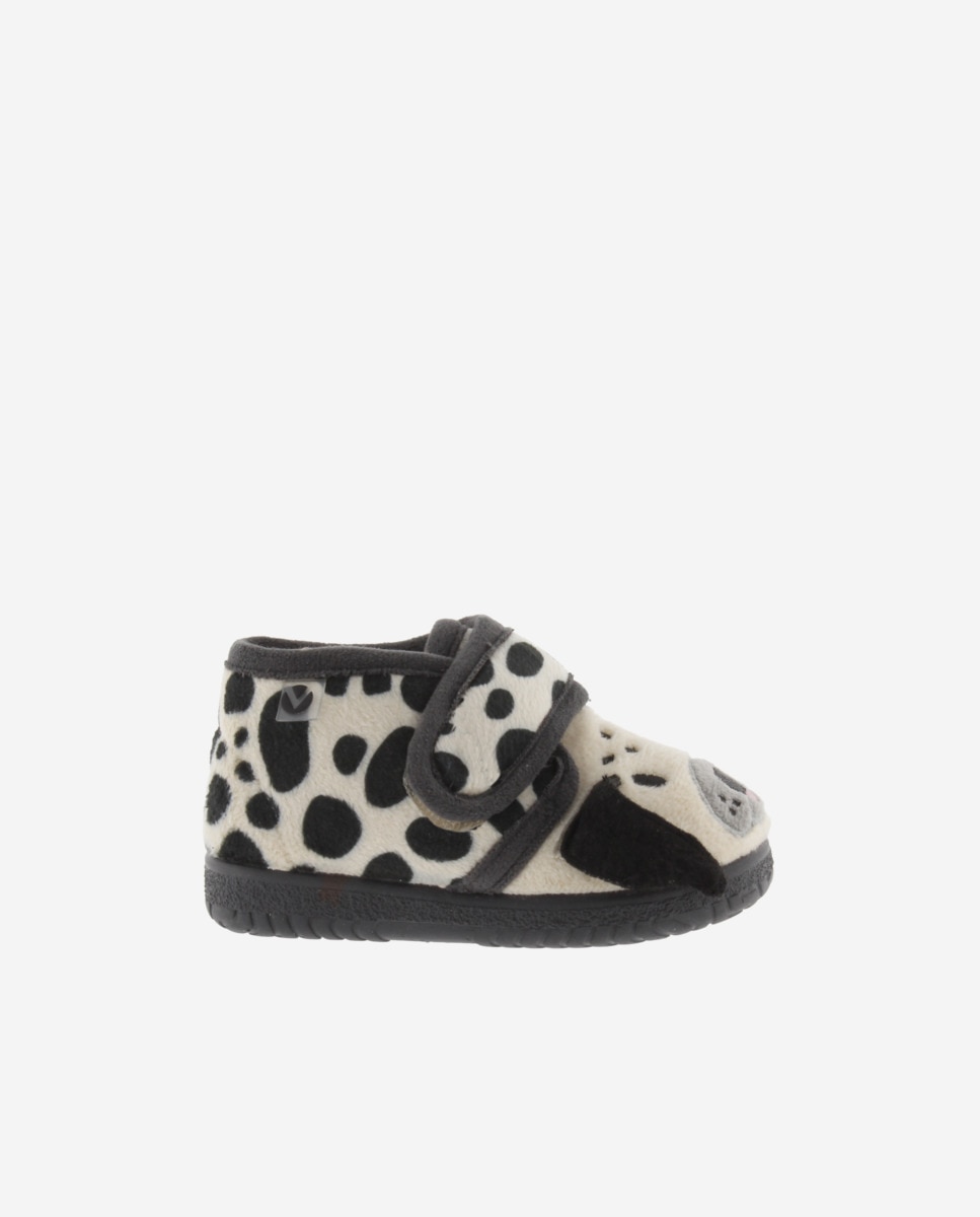 Pantufas Fechadas de Pelo Dálmata com Velcro e Sola Victoria Cinzento-escuro-1
