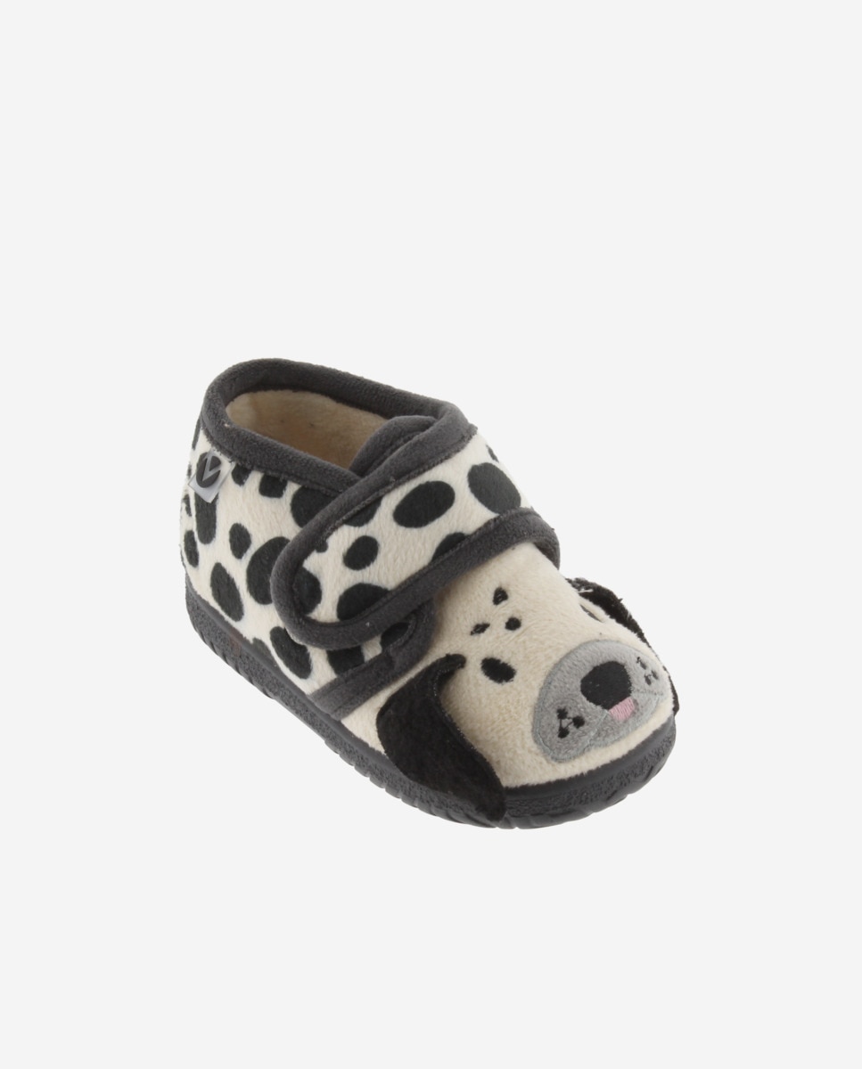 Pantufas Fechadas de Pelo Dálmata com Velcro e Sola Victoria Cinzento-escuro-2