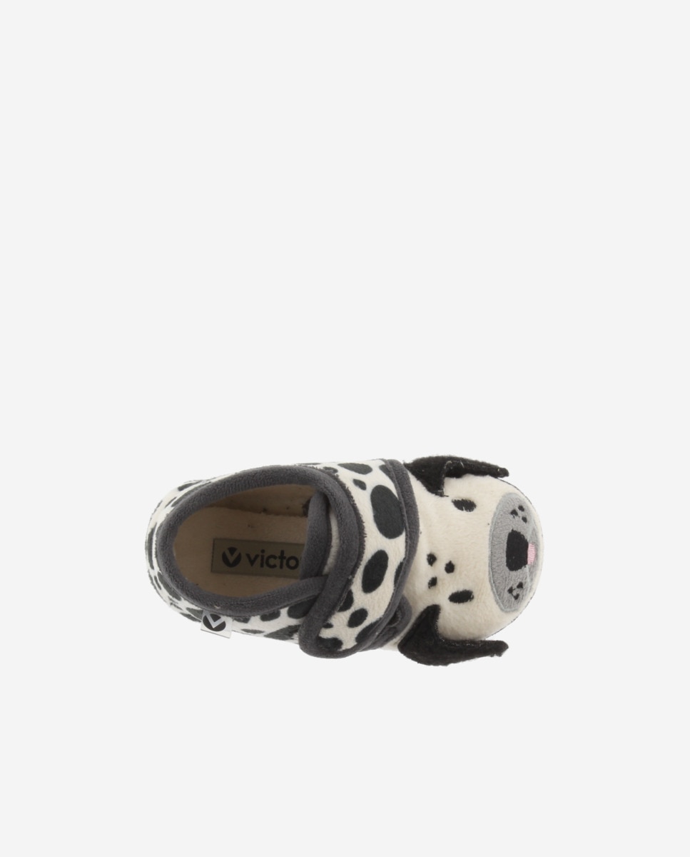 Pantufas Fechadas de Pelo Dálmata com Velcro e Sola Victoria Cinzento-escuro-4