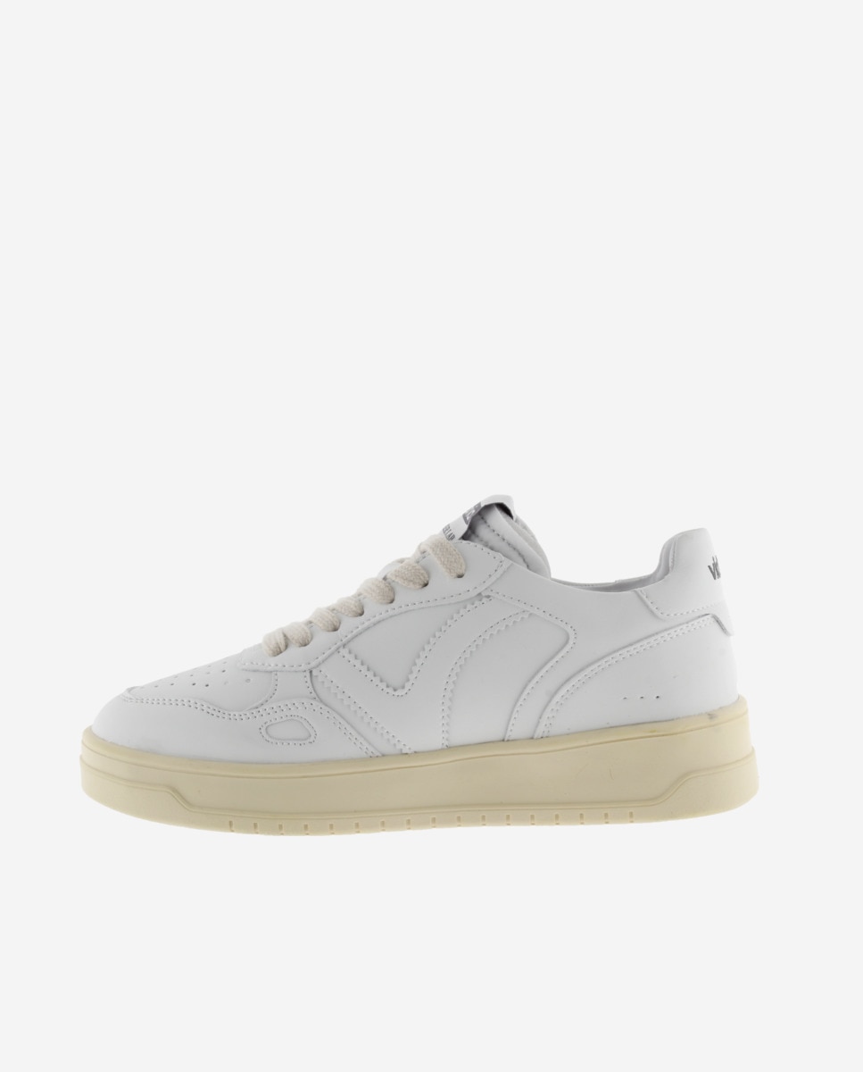 Sapatilhas Desportivas Branco Monocromáticas com Biqueira Perfurada Branco-3