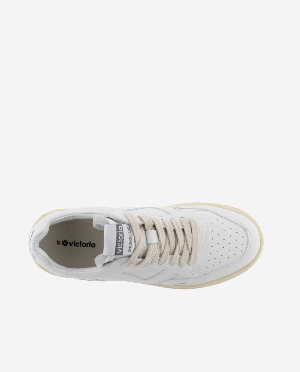 Sapatilhas Desportivas Branco Monocromáticas com Biqueira Perfurada Branco-4