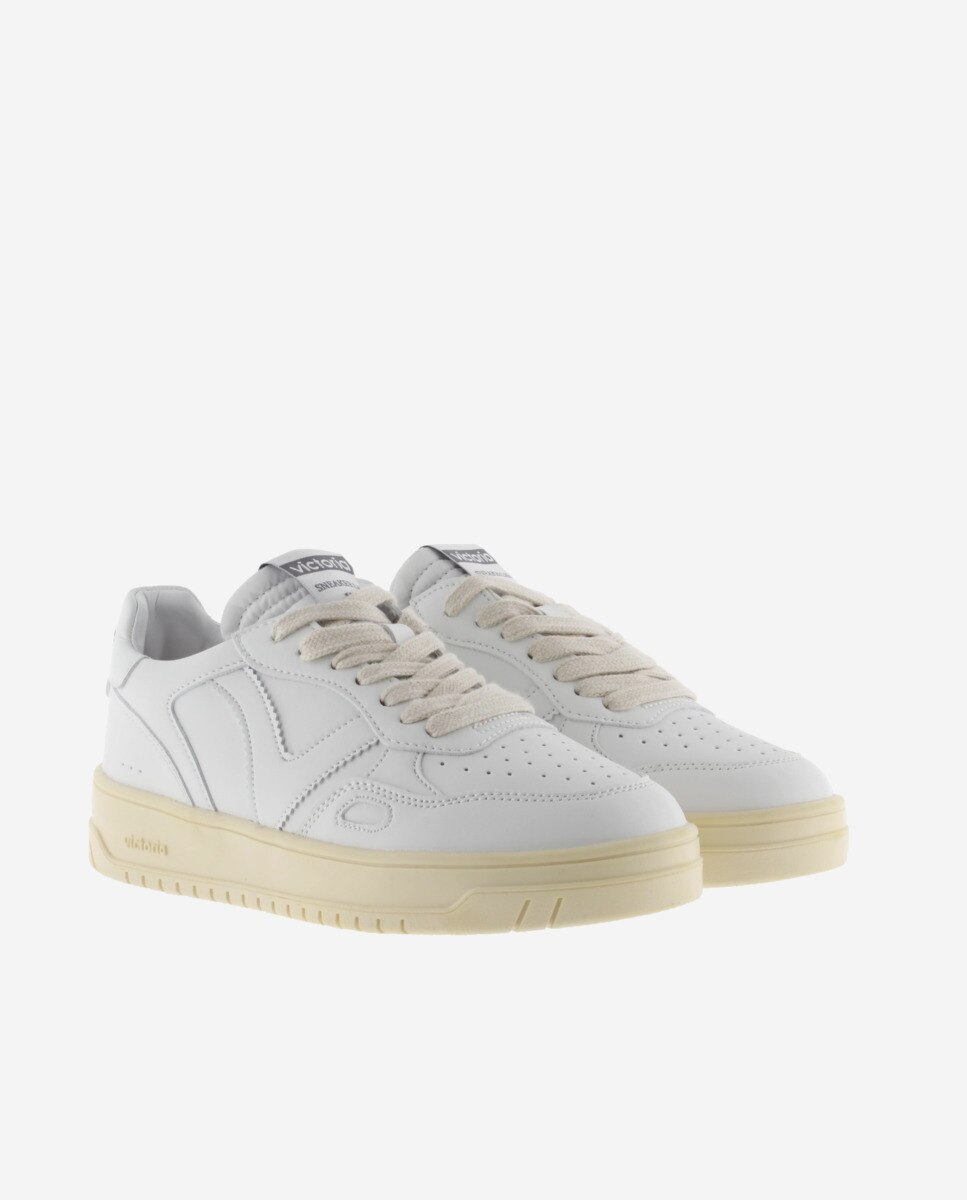Sapatilhas Desportivas Branco Monocromáticas com Biqueira Perfurada Branco-5