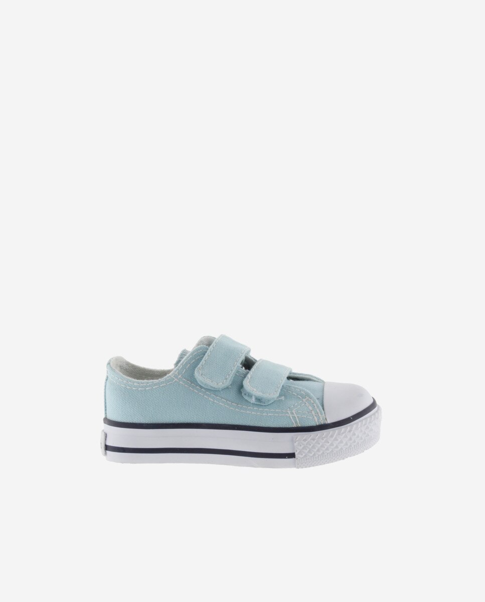 Sapatilhas de Lona Infantil com Biqueira de Borracha e Velcro Victoria Azul-claro-1